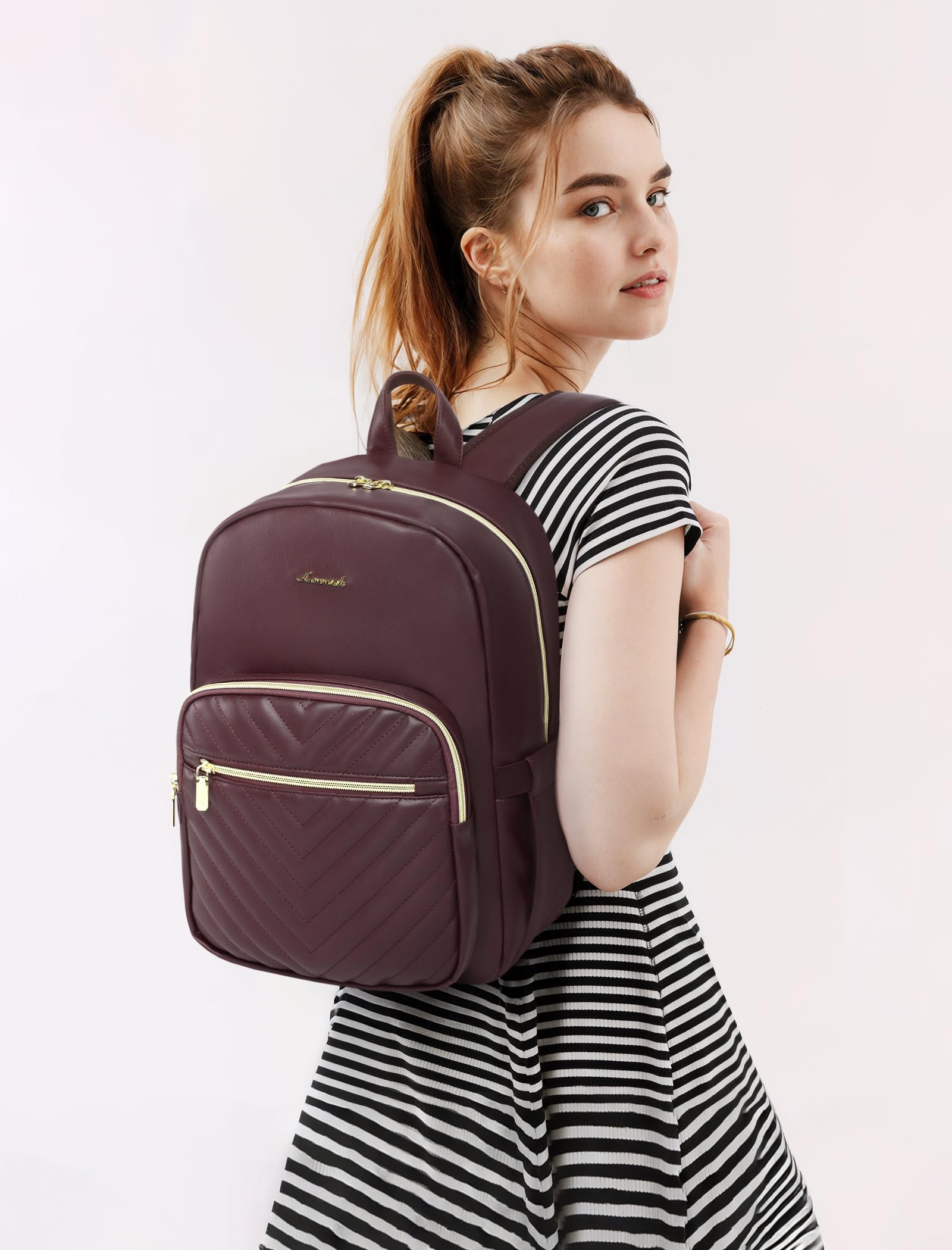 LOVEVOOK Women's Waterproof Mini Backpack Purse - Lightweight Small Backpack Set of 2 (Wine Red) - Perfect for Travel, Work, Gym & Daily Use