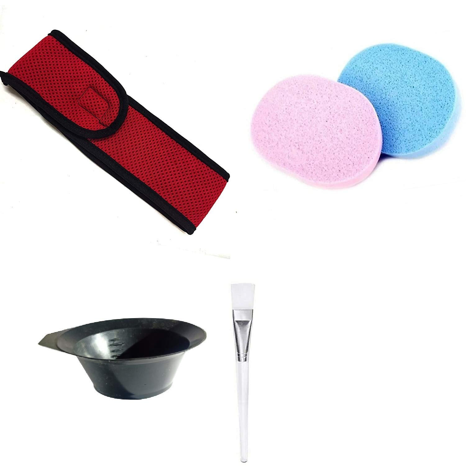 SHRAJS Reusable Facial Sponges & Brush Set - 6-Piece Women's Face Cleansing Kit with Headband & Bowl (Color May Vary) - Perfect for Daily Skincare, Makeup Removal & Spa Days at Home