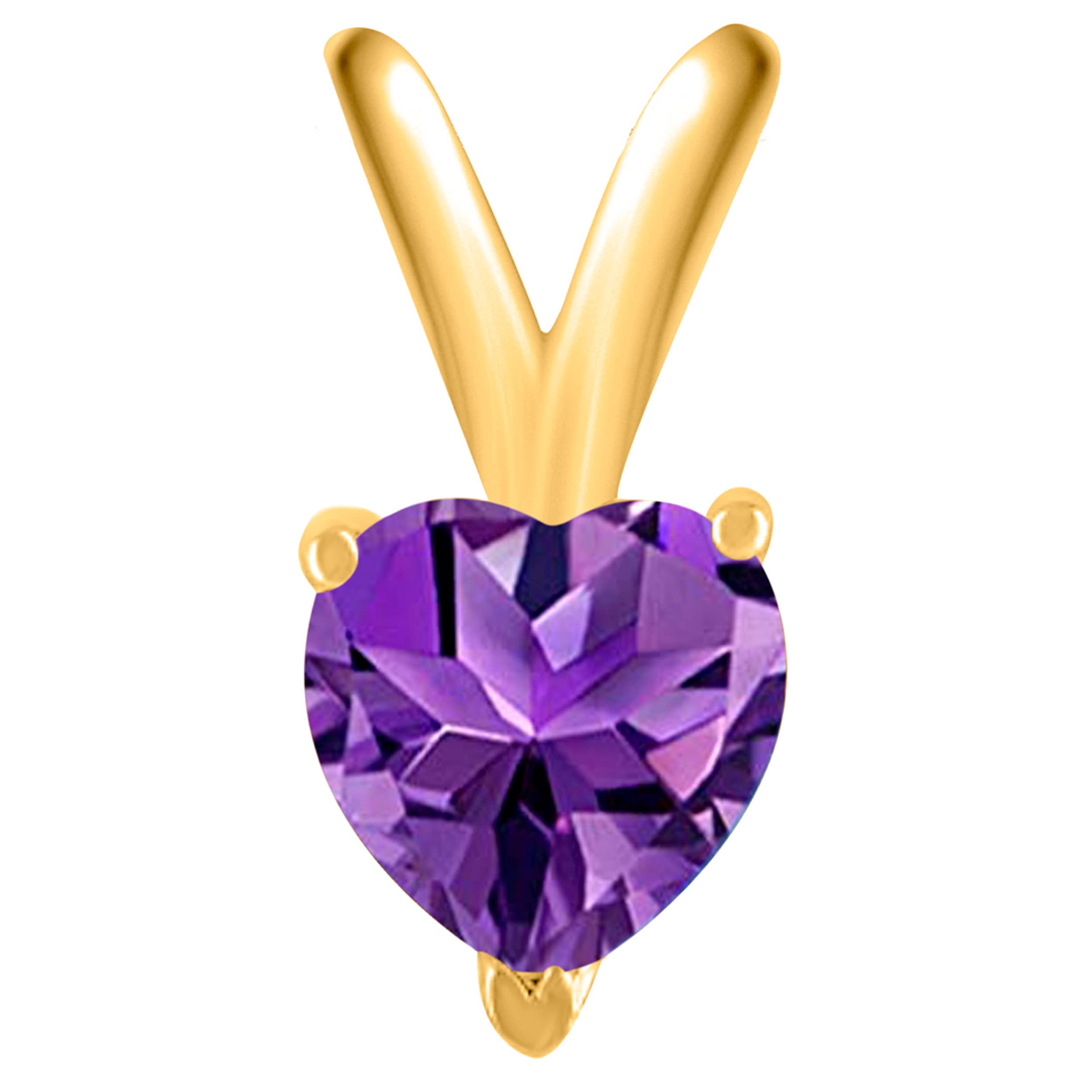 14K Yellow Gold Amethyst Heart Pendant Necklace for Women - 0.95 Carat Prong Set Gemstone Jewelry with 18