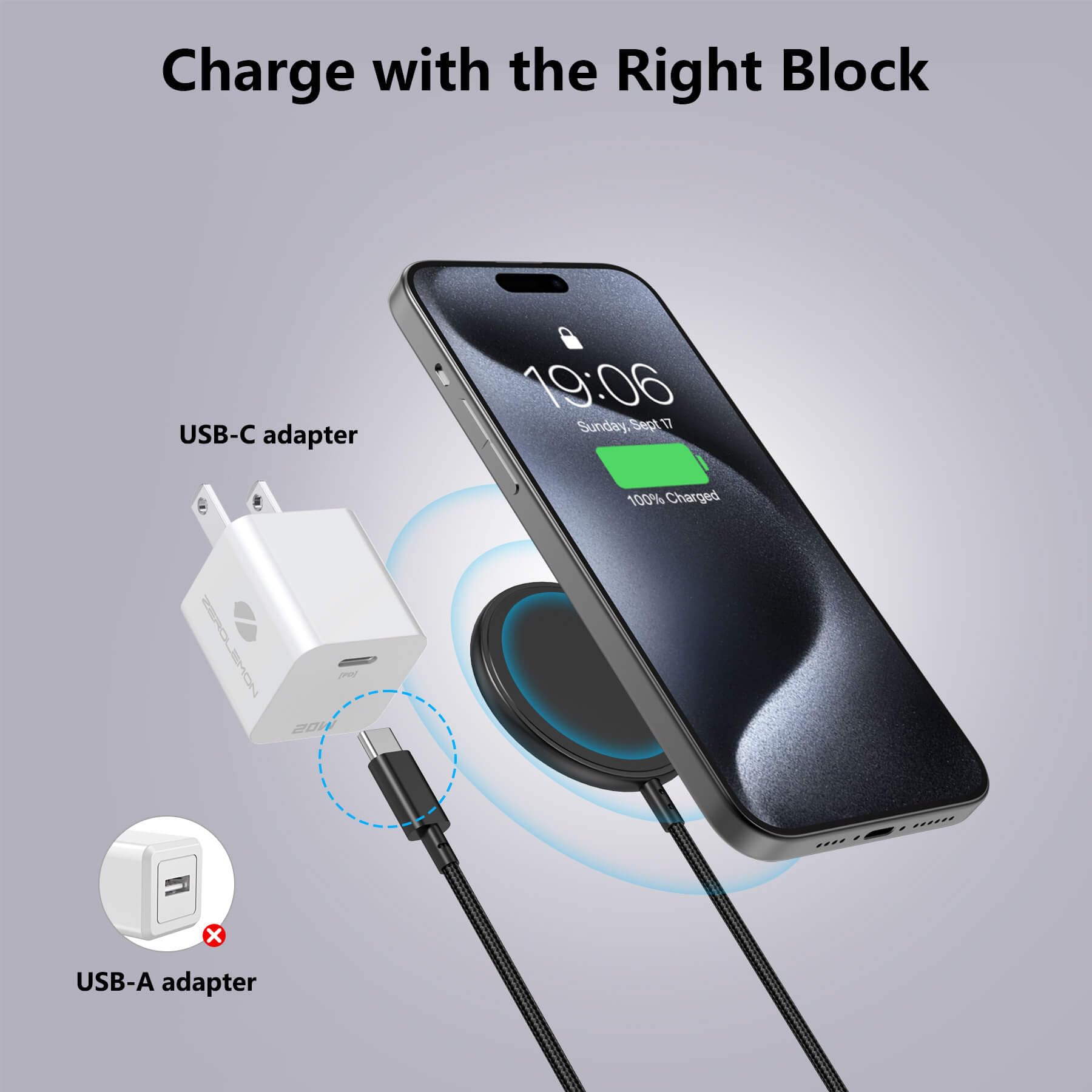 ZeroLemon 10ft Magnetic Wireless Charger - Magsafe Compatible Fast Charging Pad with Extra Long Braided Cable for iPhone 16 Pro Max/16/15/14/13/12 Series & AirPods (Black) | Perfect for Bedside, Office & Car Charging