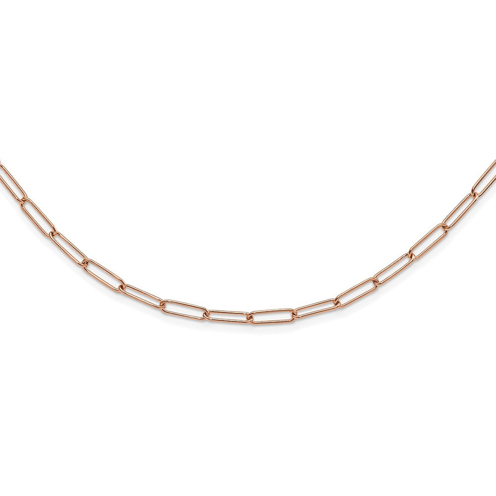 14K Rose Gold Paperclip Link Necklace - 18 Inches Polished Chain for Women | Elegant Layering & Everyday Wear | Model LF1608