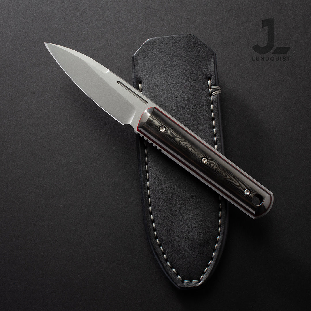 Feist Fixie Handmade Knife - Magnacut Steel Blade with Black Dunes Carbon Fiber & Ruby Red G10 Handle - EDC, Camping, Outdoor Survival Gear