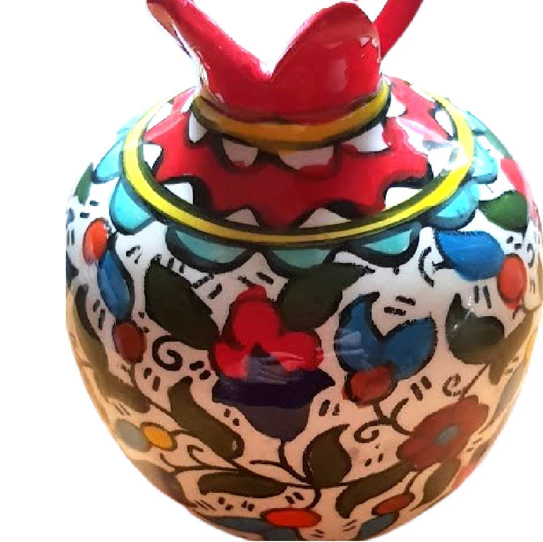 Hand-Painted Armenian Ceramic Vase - Pomegranate Design for Flowers | Red Home Decor | Judaica Gift for Jewish House Blessing | Perfect for Living Room, Dining Table & Wedding Gifts
