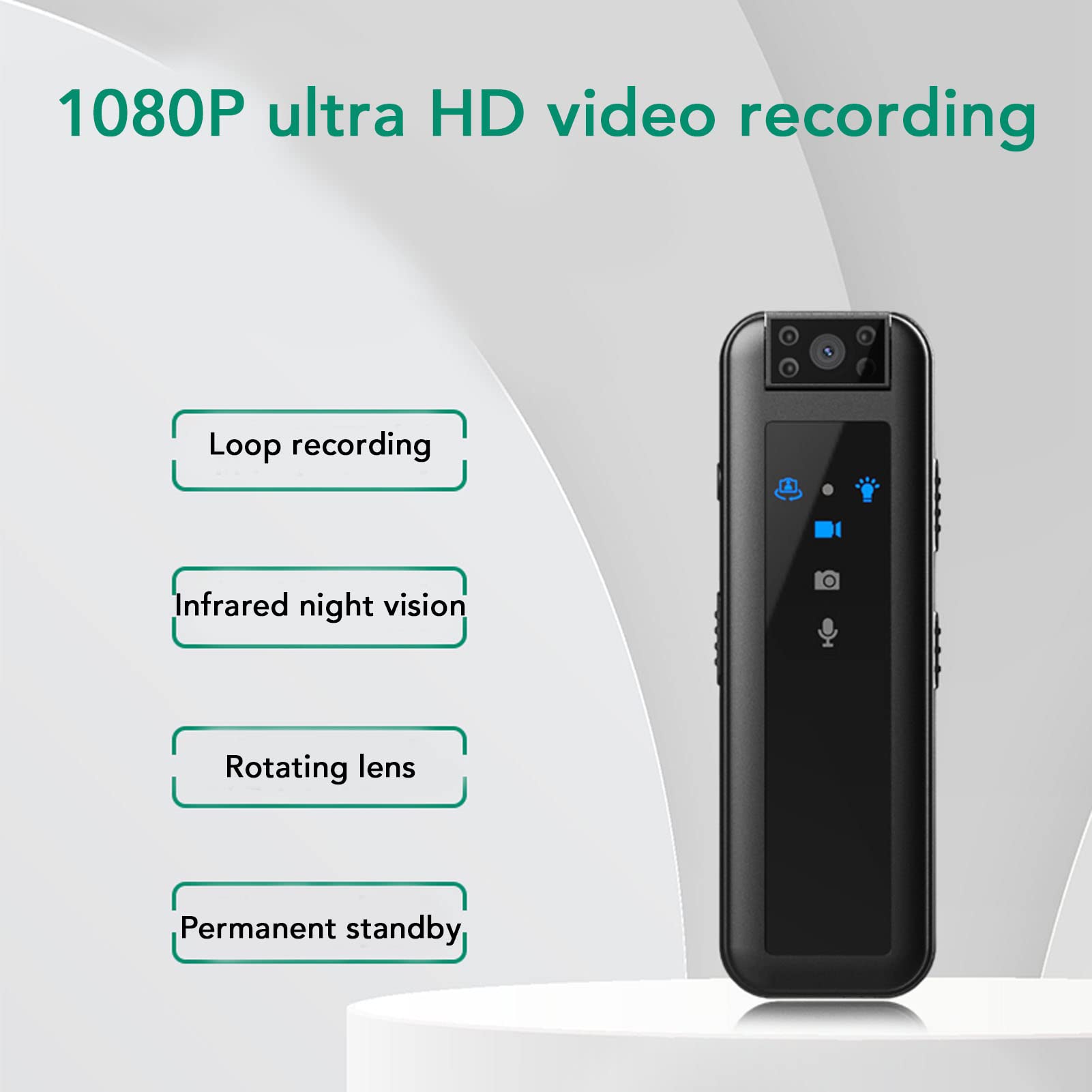 ASHATA 1080P Mini Body Camera - Wearable Pocket Video Recorder with LED Light & Back Clip | Small Discreet Body Cam for Security, Law Enforcement, Undercover Operations & Evidence Recording