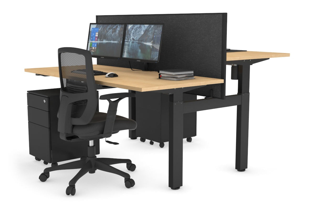 Adjustable 2-Person H Bench Workstation - Black Frame [1200L x 700W] - Perfect for Office, Workshop, or Home Use