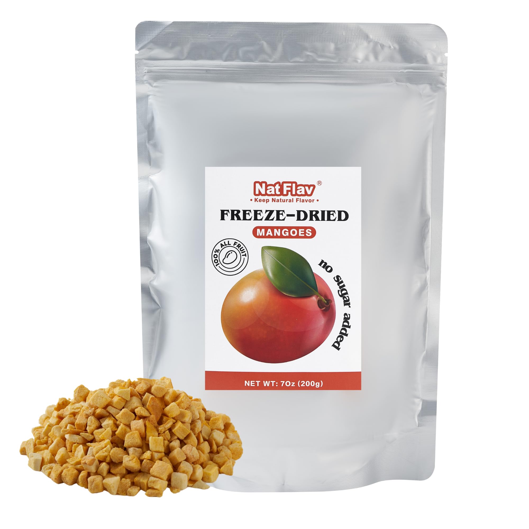 Premium Freeze Dried Mango Slices | 7oz Resealable Bag | 100% Natural, No Sugar Added, Non-GMO, Vegan Snack | Healthy Dried Fruit for Kids, Adults & On-the-Go | Perfect for Camping, Hiking, Backpacking & Emergency Food Supply | Made from Fresh Ripe Mangoes