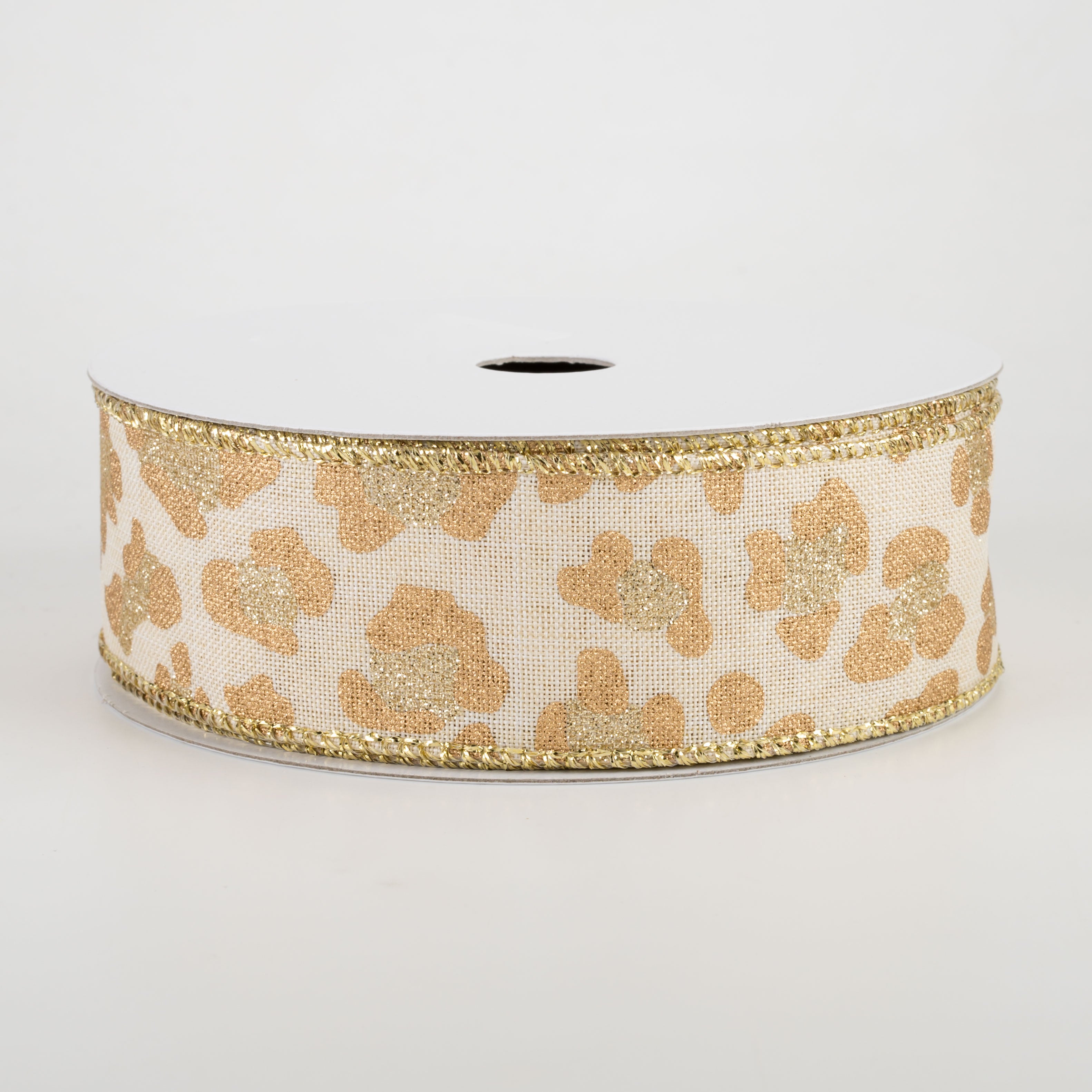 1.5 Inch Leopard Print Ribbon - Cream, Gold & Light Gold - 10 Yards Bulk Spool for Gift Wrapping, Hair Bows, DIY Crafts & Home Decor