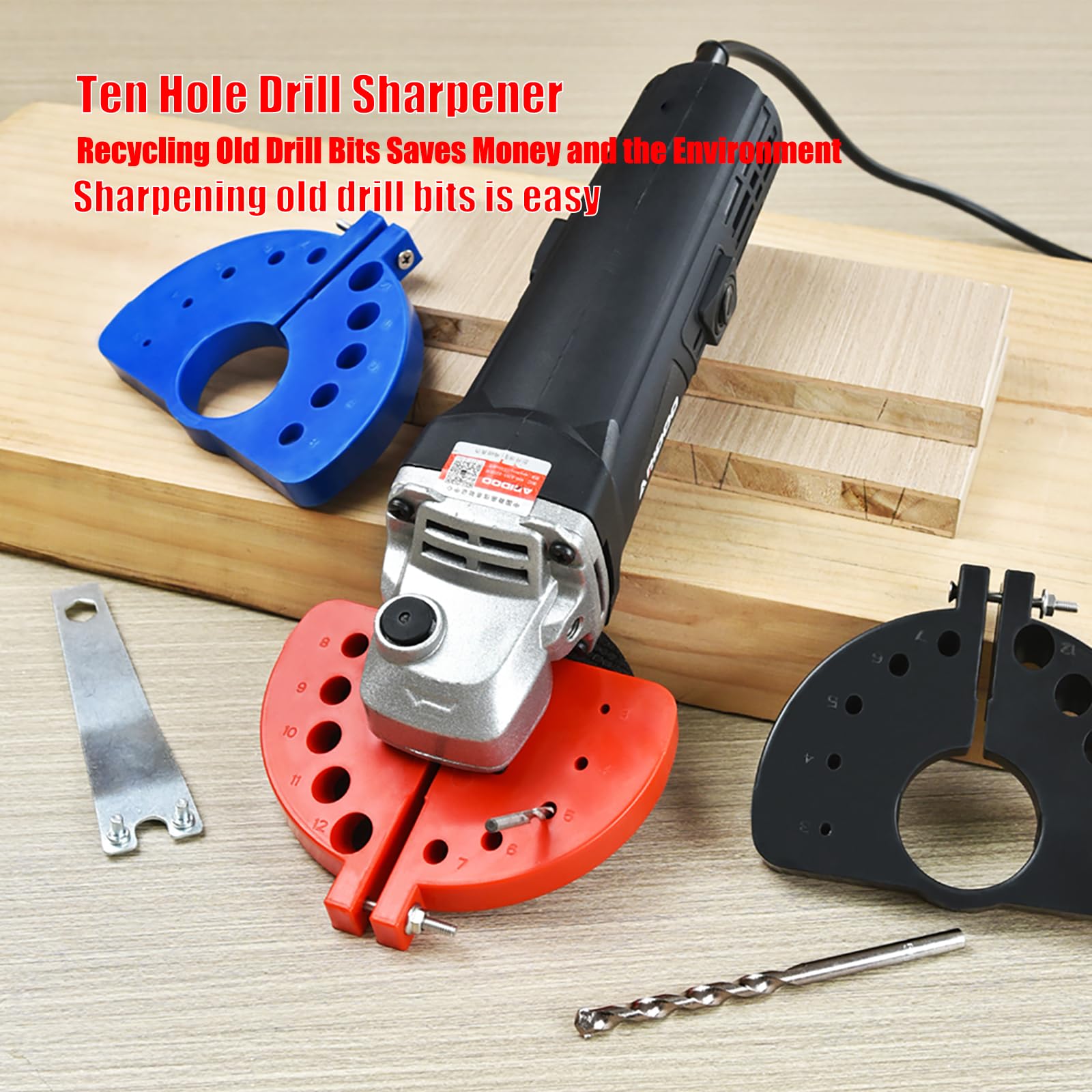 Premium Drill Bit Sharpener for All Bits - Universal Drill Bit Grinding Attachment | Power Drill Bit Sharpener Tool | Multi-Specification Grinding for HSS, Masonry & Metal Bits | Perfect for DIY, Woodworking & Metalworking Projects (Black)