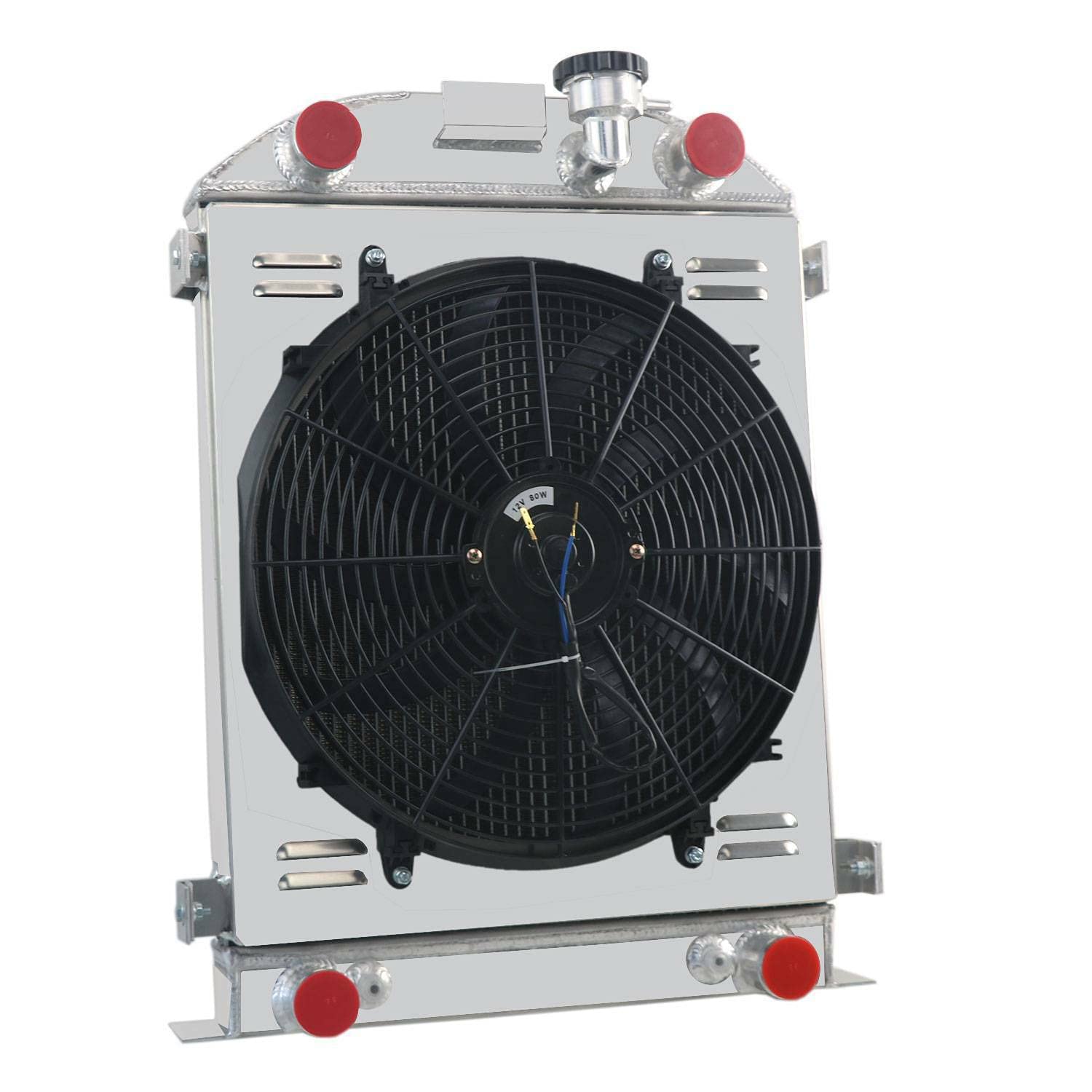 3 Row Aluminum Radiator with Shroud & Fan Kit - Compatible with 1932 Ford Flathead V8 Engine (Stock Height) - Perfect for Classic Car Restoration & Hot Rod Upgrades