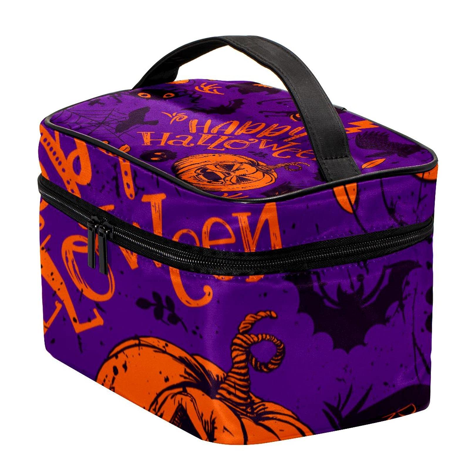 Halloween Themed Large Travel Makeup Bag - Waterproof Cosmetic Organizer with Zipper for Women & Girls - Perfect for Travel, Gym, and Daily Use