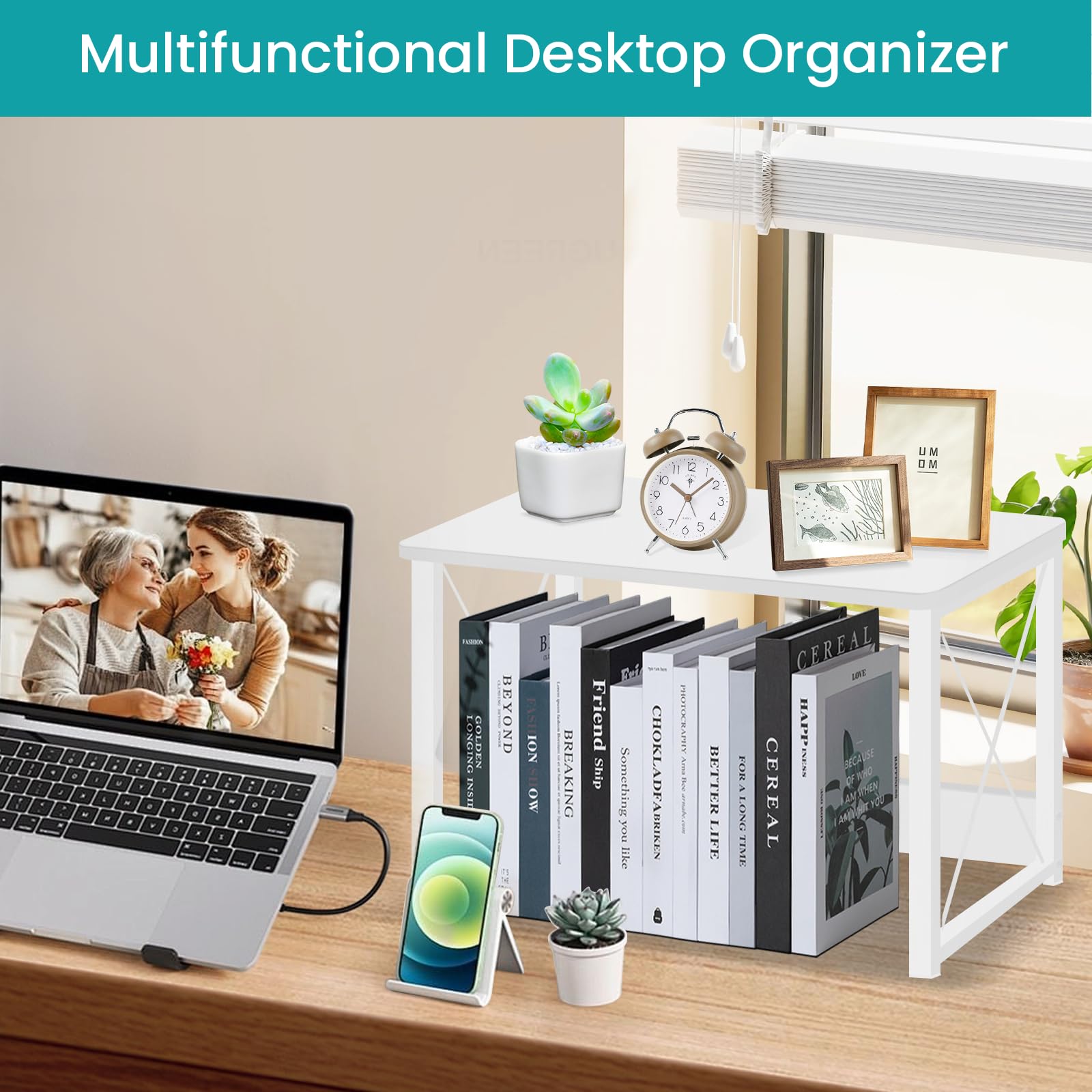 ELITEROO Modern Wood Printer Stand with Storage Shelf - Under Desk Organizer for Printer, Fax Machine, Copier & Scanner - Home & Office Workspace Solution (White) - Perfect for Small Spaces & Clutter-Free Desks