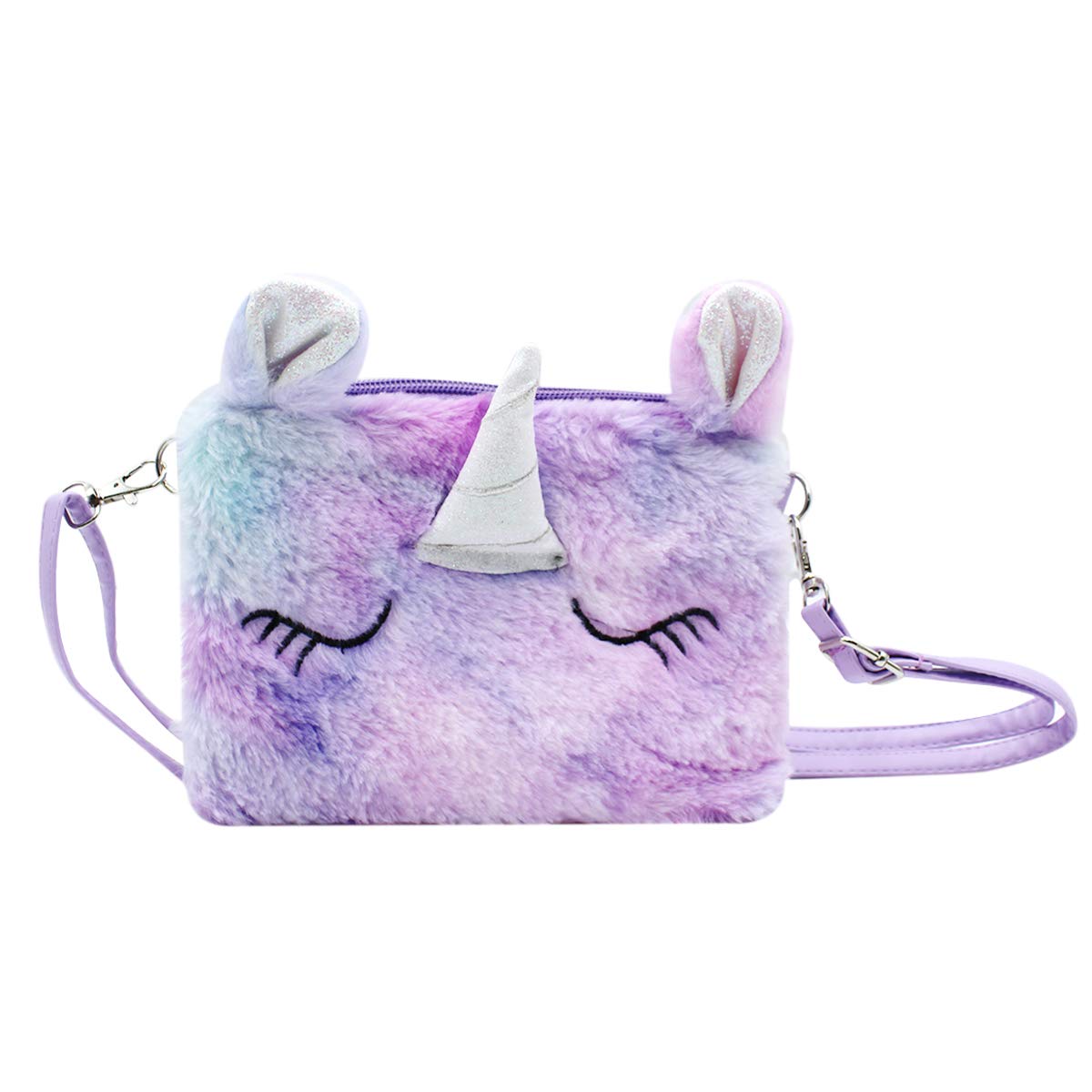 **MINGSEECESS Kids Wallet for Girls - Fluffy Crossbody Purse, Cute Fuzzy Shoulder Bag with Zipper, Tie-Dye Coin Purse - Perfect for School, Travel & Playdates**