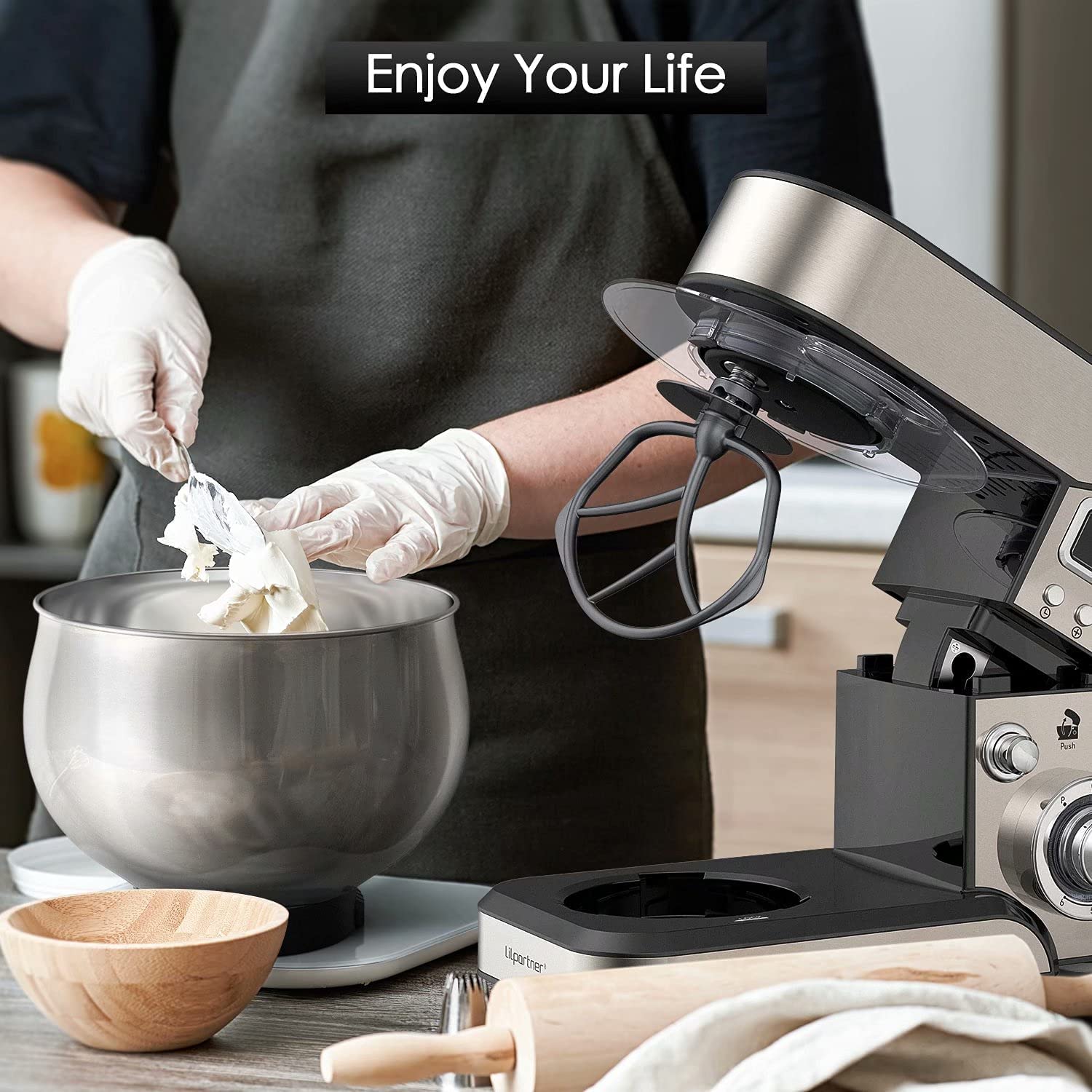 5.3-QT Stand Mixer with LCD Display - 6+ Speed Tilt-Head Electric Kitchen Mixer, Stainless Steel Bowl & Attachments (Dough Hook, Beater, Whisk) - Perfect for Baking Cakes, Cookies, Bread & Pastries