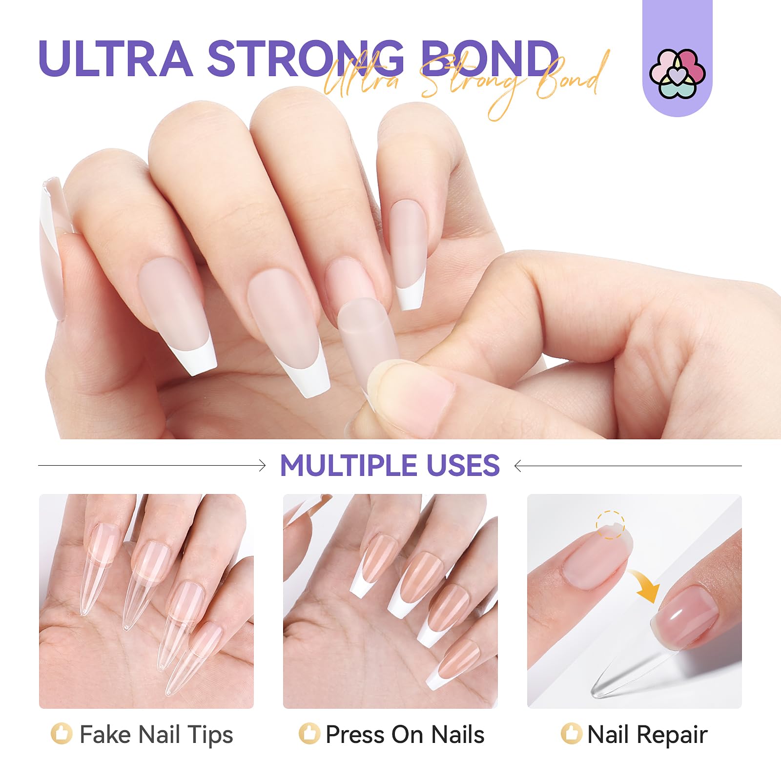 SAVILAND Strong Nail Glue for Press On & Acrylic Nails - Long Lasting Hold