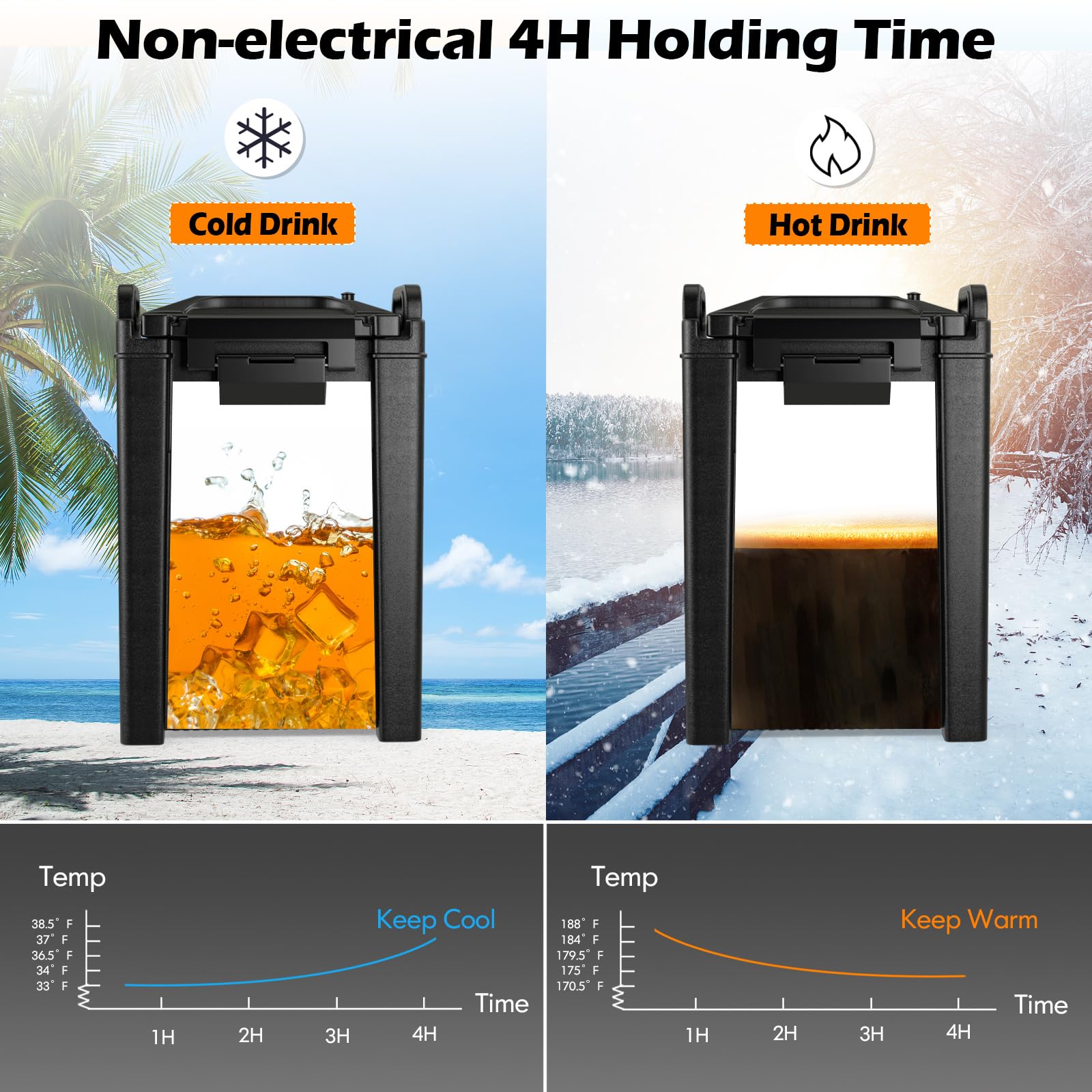 COSTWAY 5 Gallon Insulated Beverage Dispenser - Hot & Cold Drink Server with Handles for Catering, Parties & Events | Food-Grade LLDPE Material Keeps Coffee, Tea, Hot Chocolate Warm | Perfect for Weddings, BBQs, Office Meetings & Outdoor Gatherings