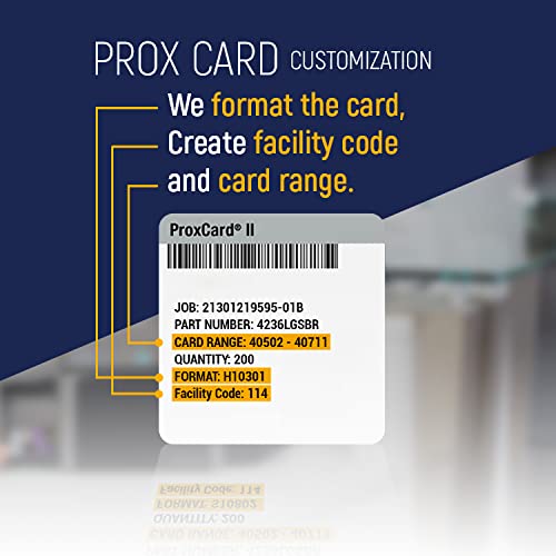 50 Pack Custom Programmed CardAccess Prox Cards - 26 Bit H10301 Format HID 1386 ISOProx II Compatible - Ideal for Office Security, Building Access & Time Attendance Systems