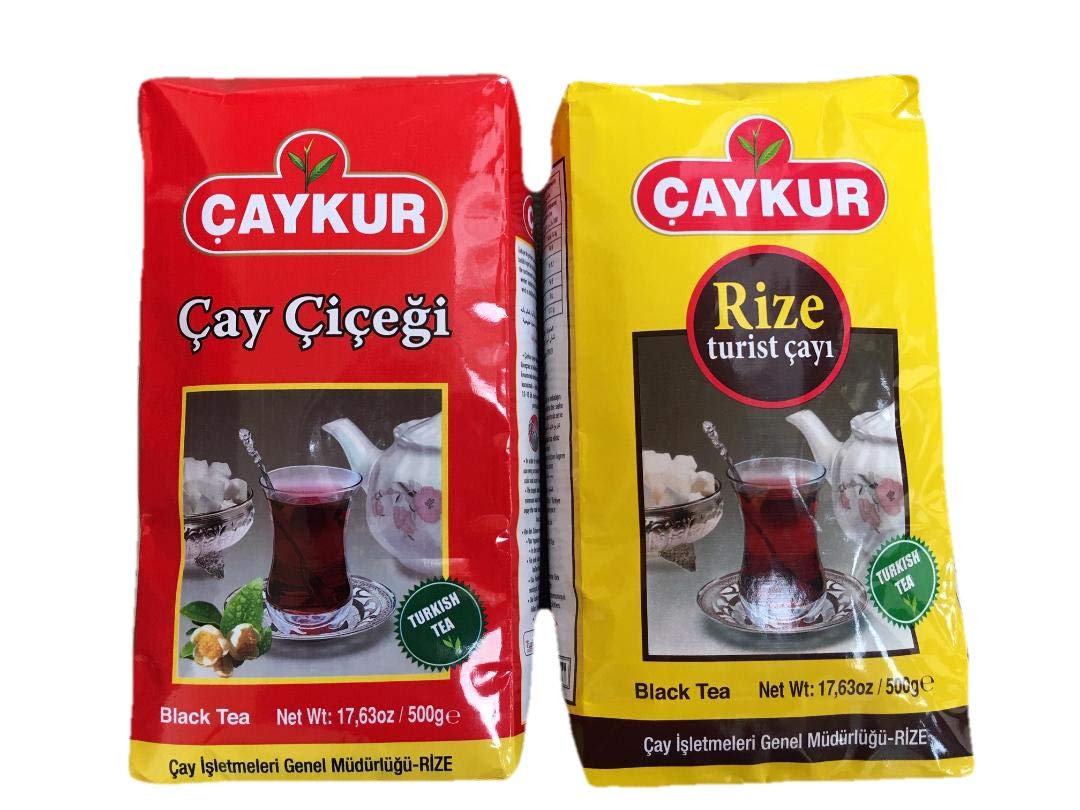 Premium Turkish Black Tea Bundle - 2 Pack Loose Leaf Tea (17.5oz Each) - Caykur Rize Turist & Cay Cicegi - Perfect for Afternoon Tea, Gifts & Traditional Turkish Tea Ceremonies