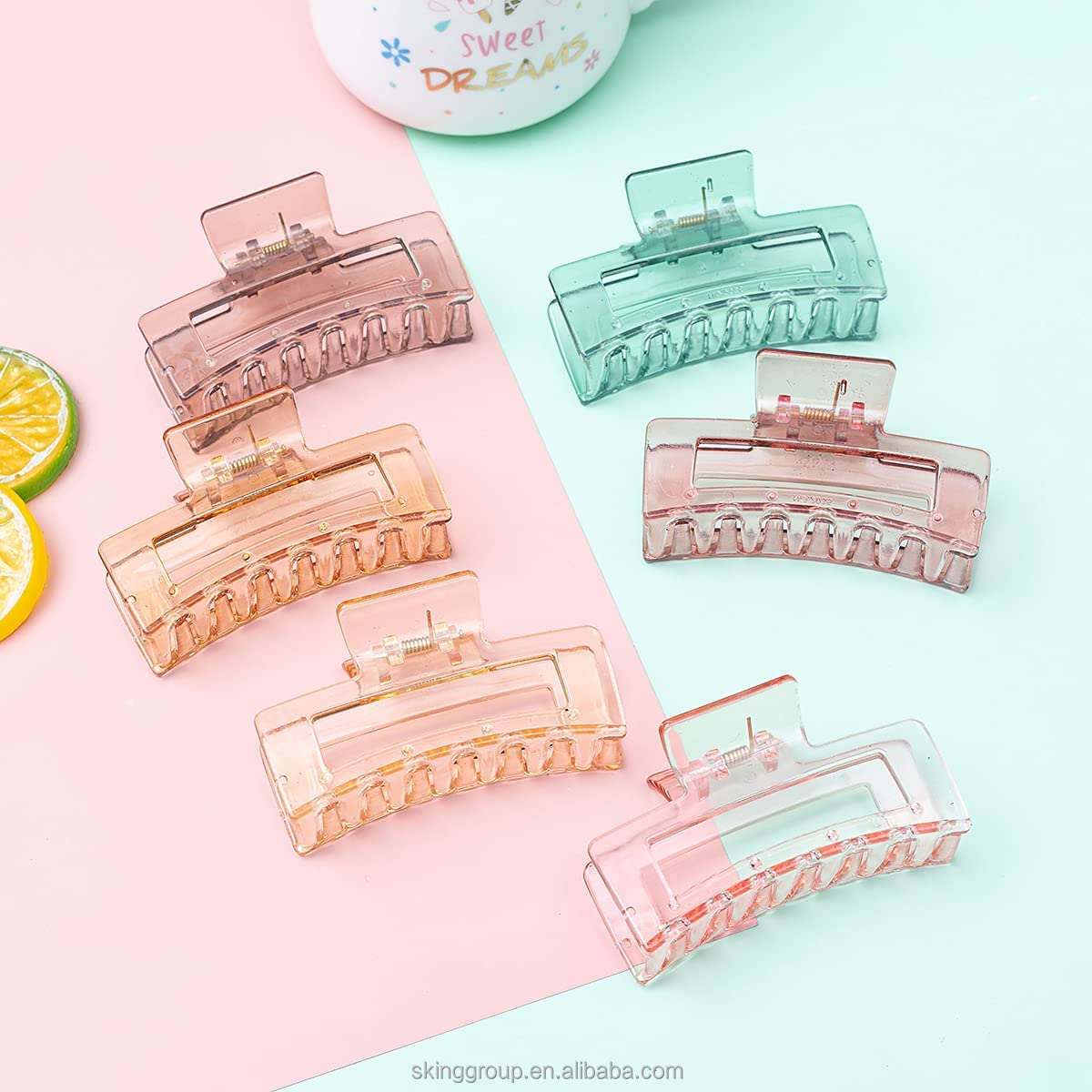 6-Pack Starvis Large Solid Frosted Hair Claw Clips for Women & Girls - Strong Grip Jaw Clips for Thick/Long Hair - Barrettes & Hair Accessories for Daily Use (Perfect for Work, School & Styling)