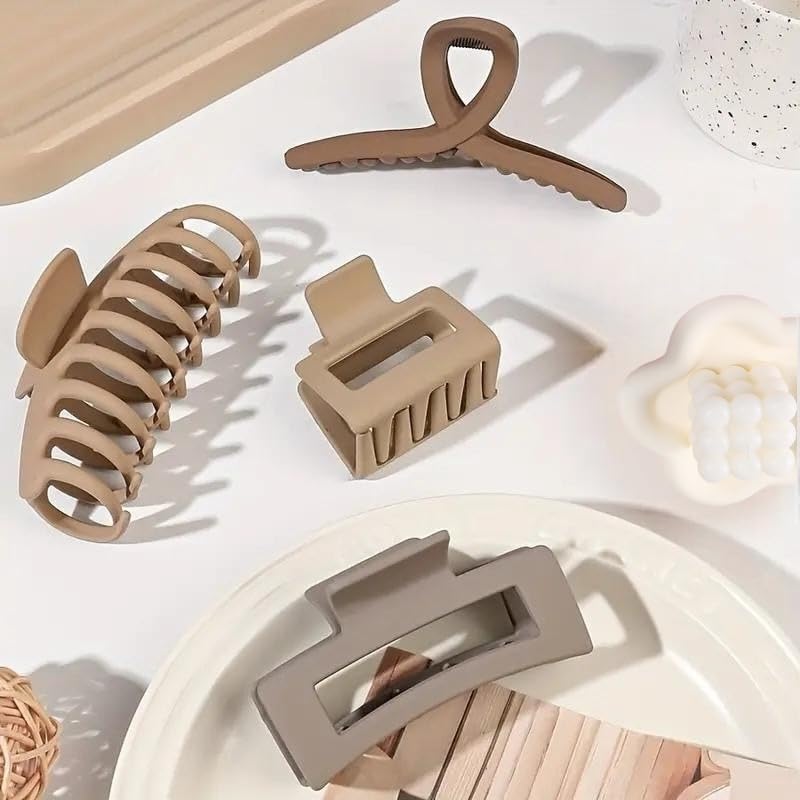 BAKEFY 6-Piece Hair Claw Clips Set - Large Medium Small Sizes for Thin & Thick Hair | Non-Slip Grip Hair Clamps for Women & Girls | Variety Pack with Different Shapes | Perfect for Ponytails, Buns & Everyday Hairstyles