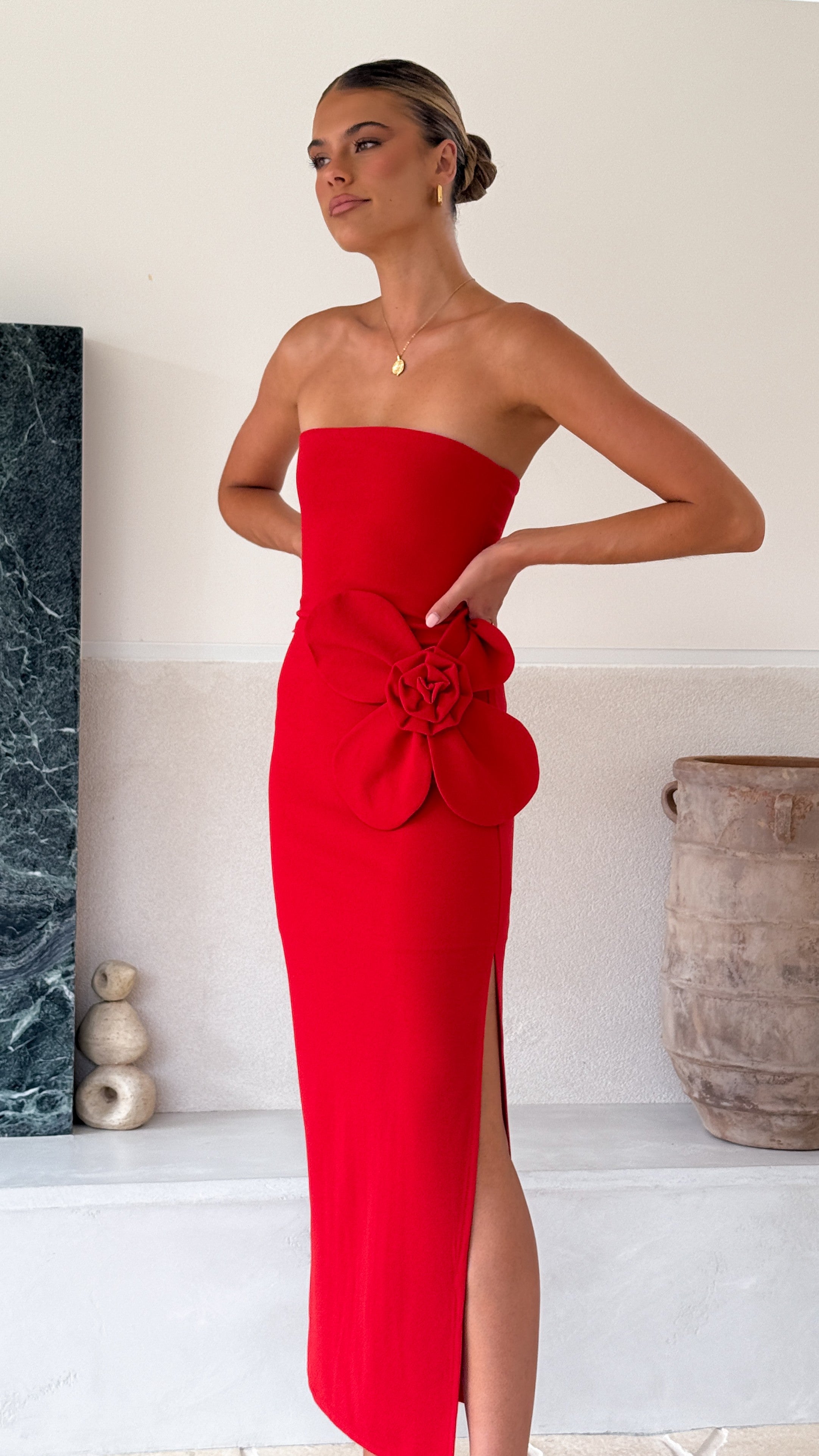 Athena Maxi Dress for Women - Flowy Long Summer Dress in Red - Perfect for Beach, Vacation, and Casual Outings