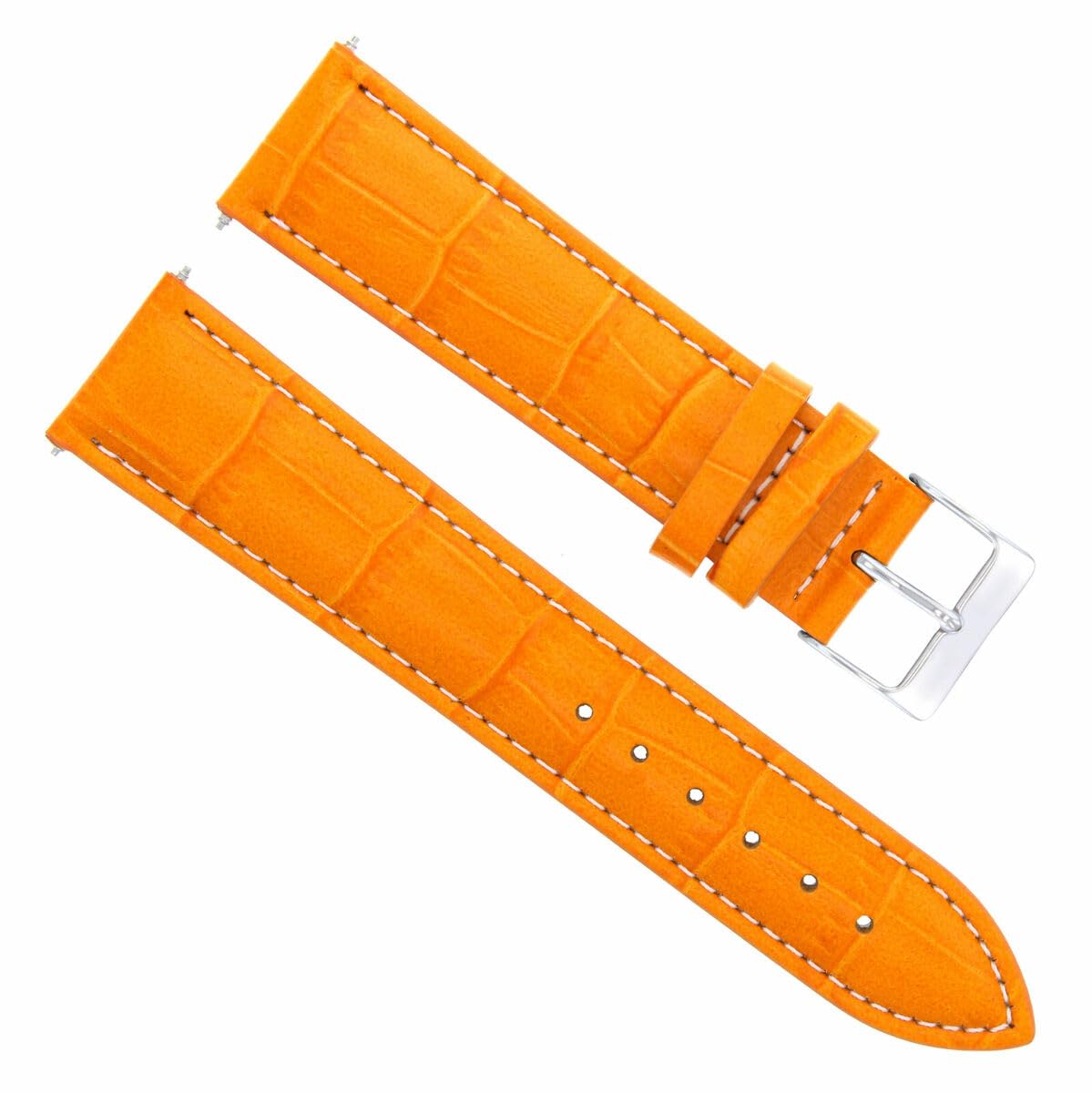 22mm Genuine Leather Watch Band Strap for Omega Seamaster Planet Ocean - Orange with White Stitching | Replacement Watch Strap for Men & Women | Perfect for Diving, Swimming & Everyday Wear