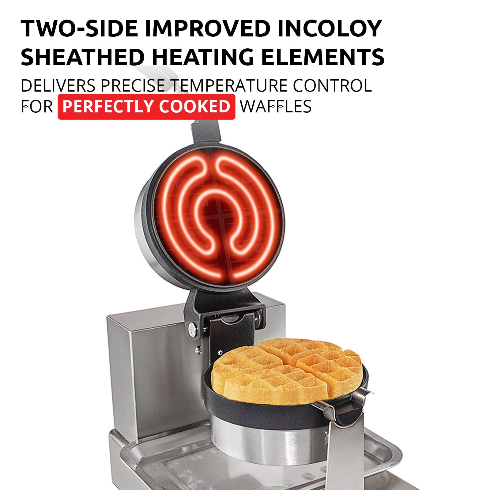 ALDKitchen Belgian Waffle Maker - Thick Round Waffle Iron with 360° Rotating Mechanism & Nonstick Coating - 110V Single Head Waffle Machine for Breakfast, Brunch & Desserts