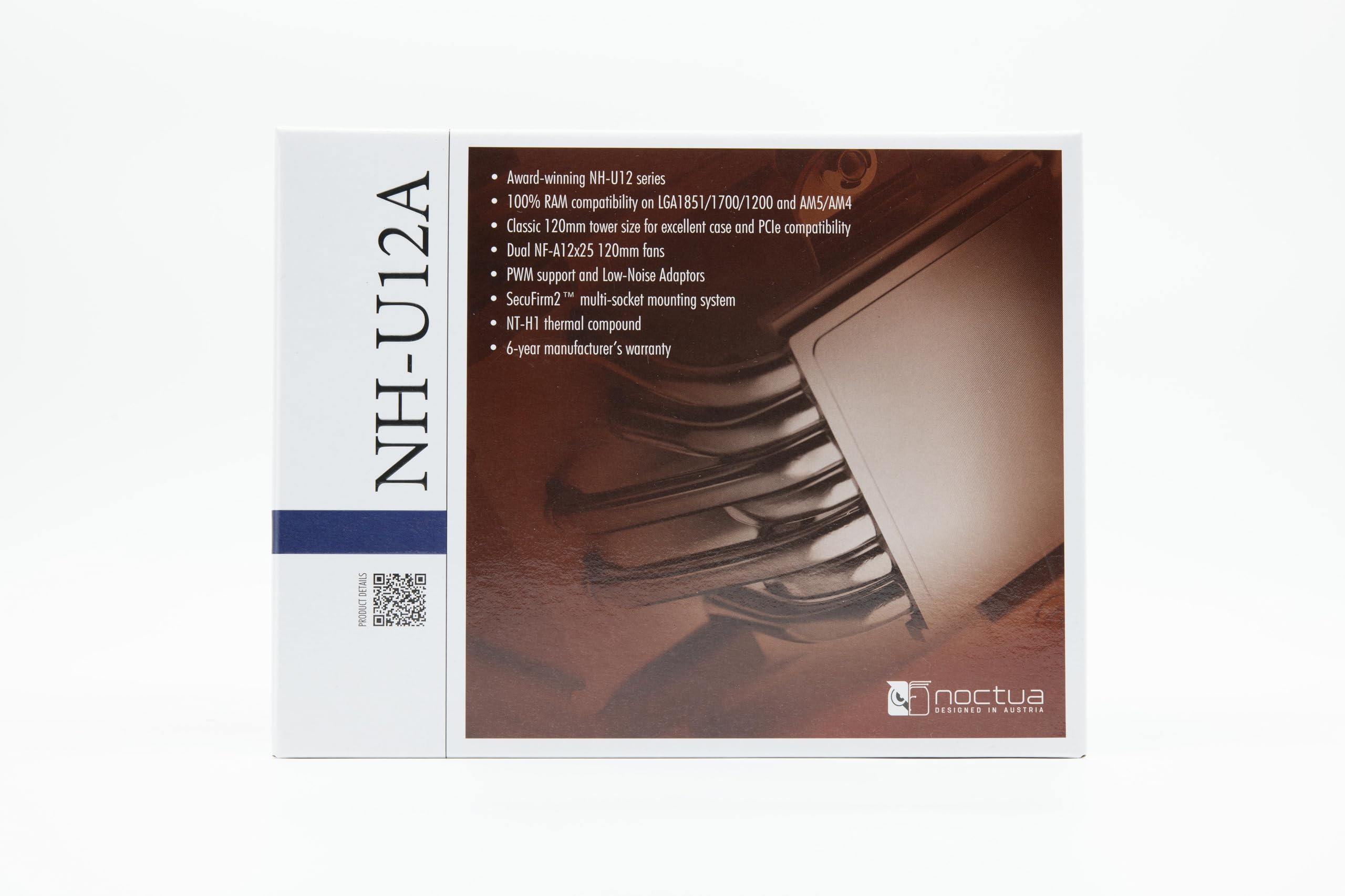 Noctua NH-U12A Premium CPU Cooler with High-Performance NF-A12x25 PWM Fans (120mm, Brown) - Ultra Quiet Cooling for Gaming PC, Workstation & Overclocking
