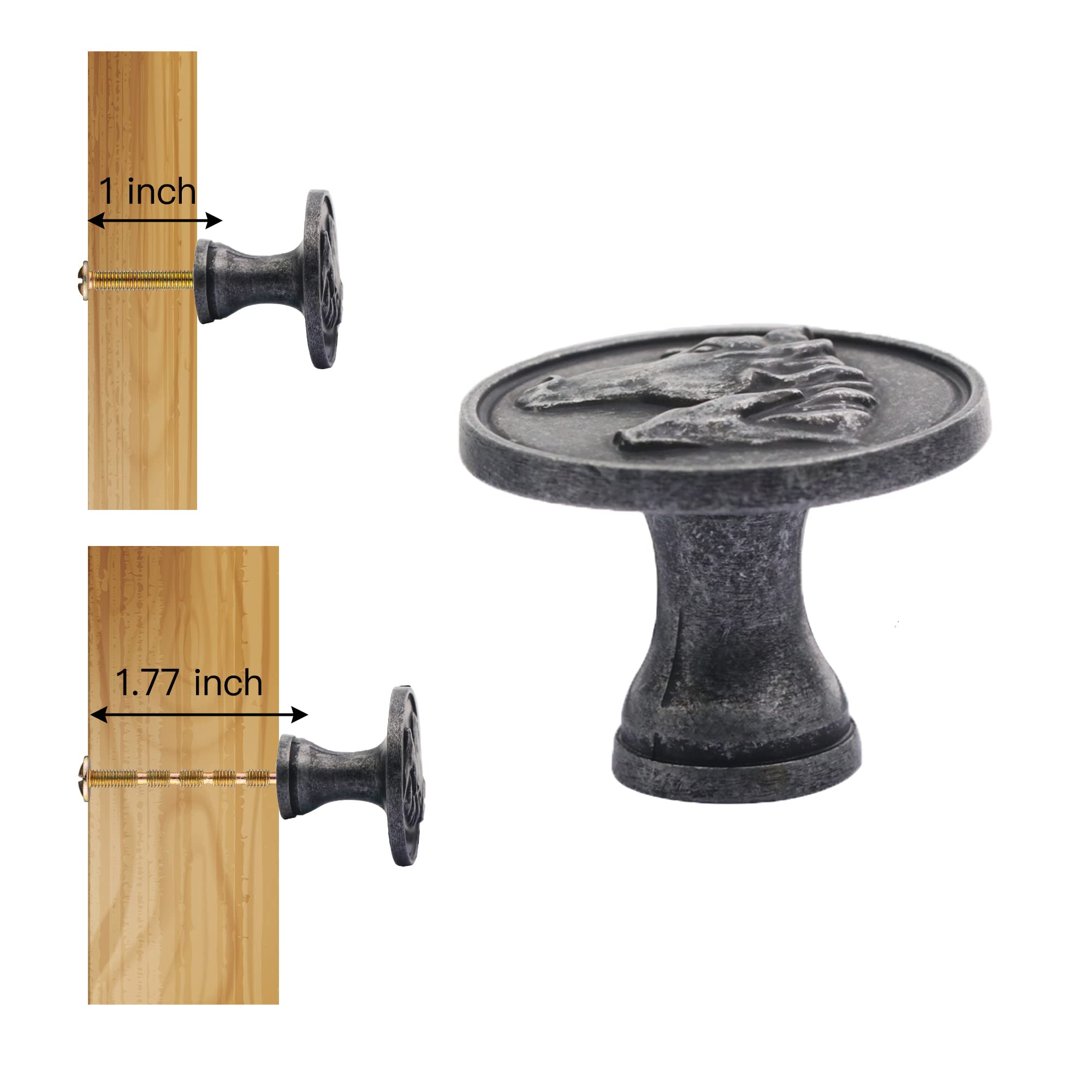 4 Pack Antique Silver Cabinet Knobs & Drawer Pulls - 1.25