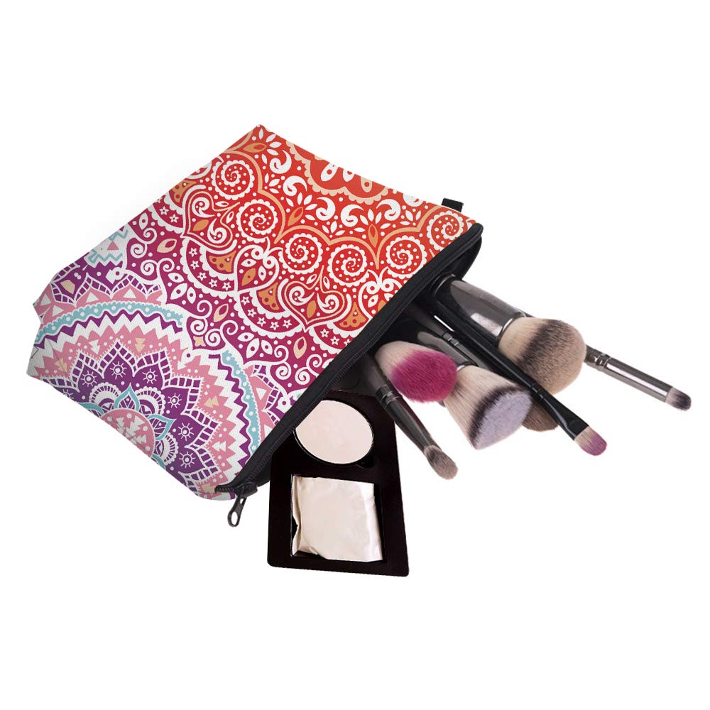 Deanfun Waterproof Cosmetic Bag for Women - Mandala Flower Makeup Pouch, Roomy Travel Toiletry Organizer, Perfect Gift for Her | Ideal for Travel, Gym, and Daily Use (51391)