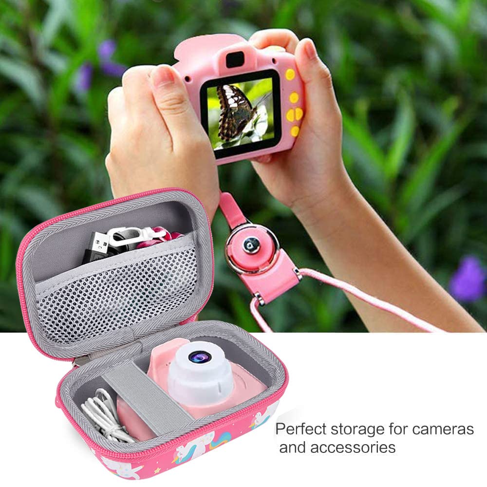 Leayjeen Kids Compact Camera Case - Pink Unicorn Camera Backpack for Children | Perfect for Travel, School & Outdoor Photography Adventures