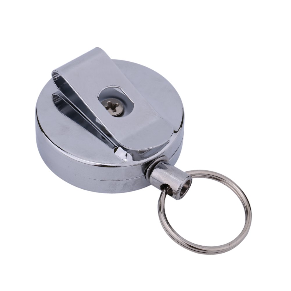 Ejoyous Heavy Duty Retractable Key Holder - Metal Key Reel Badge Holder with Telescopic Rope & Belt Clip - Perfect for Keychains, ID Cards, and Work Keys (Ideal for Office, Warehouse, and Outdoor Use)