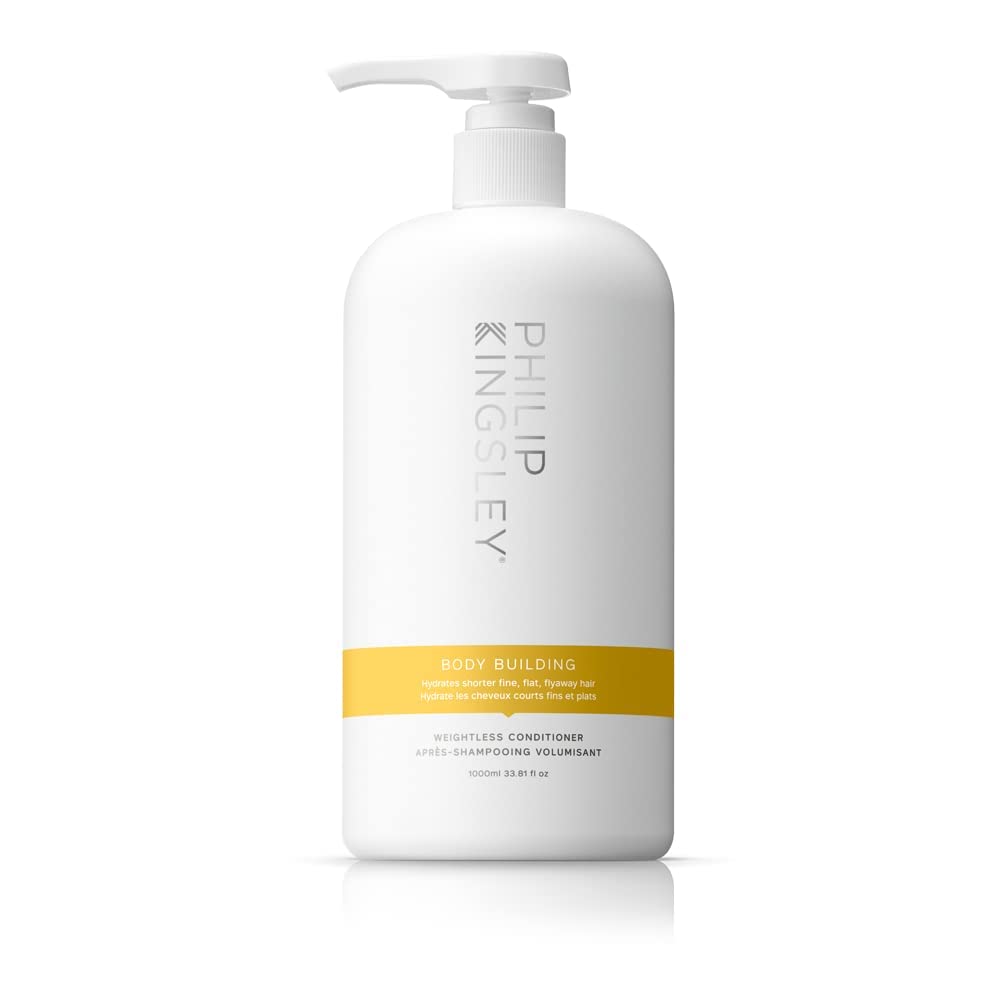 PHILIP KINGSLEY Body Building Weightless Volumizing Conditioner for Fine Limp Hair - Hydrating Thickening Treatment Adds Shine & Volume - 33.8oz for Short Flyaway Hair - Perfect for Daily Use & Styling