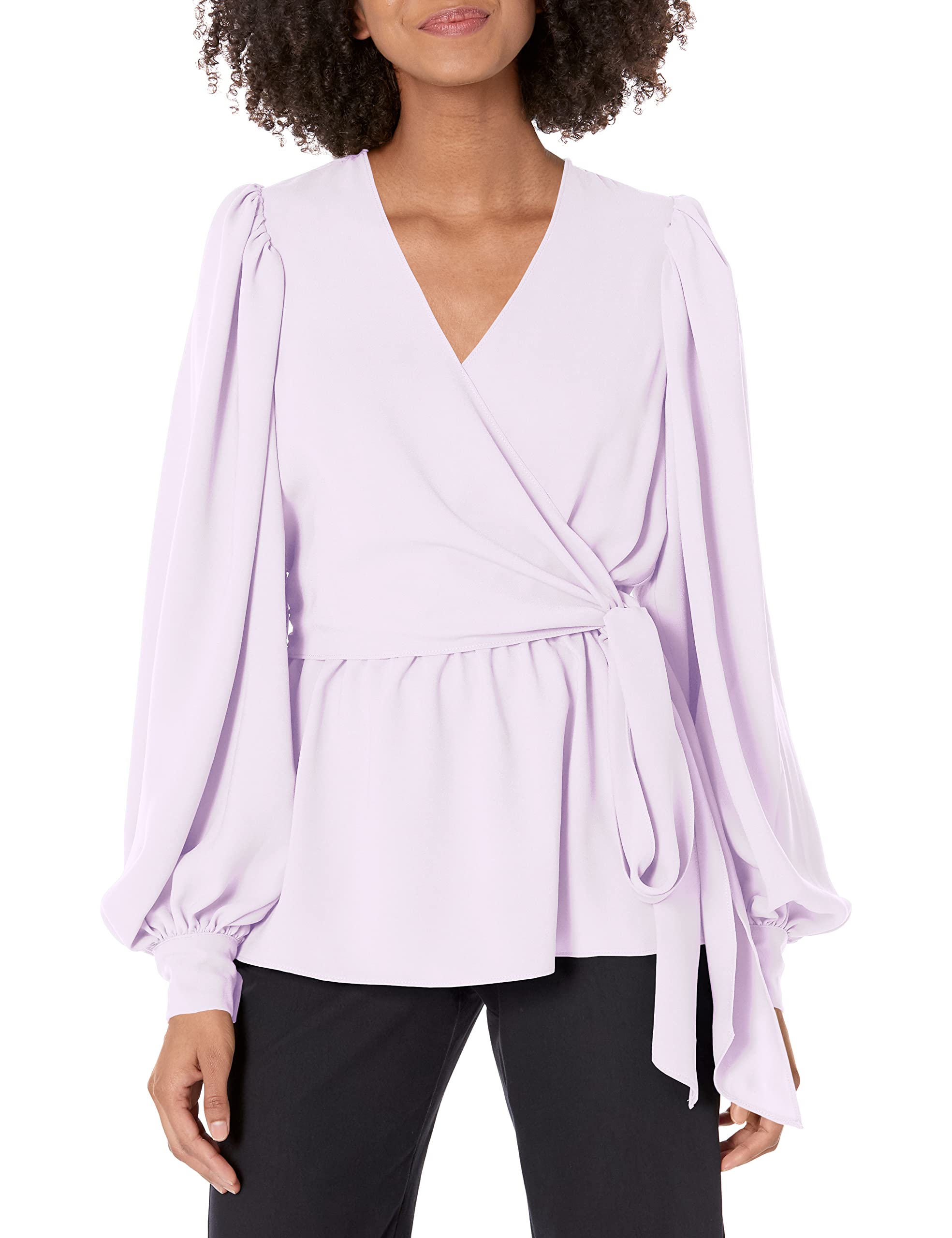 Trina Turk Women's Floral Wrap Blouse - Stylish V-Neck Long Sleeve Shirt for Work & Date Night | Perfect for Office, Cocktail Parties & Special Occasions