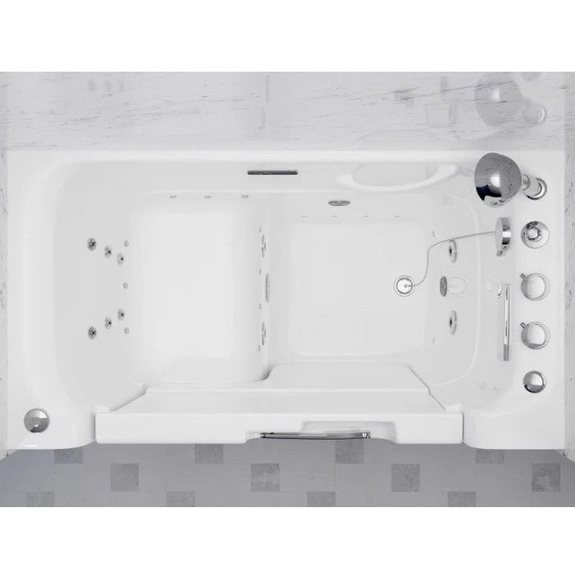 Anzzi 2953WCRWD 29x53 Inch Right Drain Walk-In Bathtub with Whirlpool Air Jets - Wheelchair Accessible Soaking Tub for Seniors & Mobility Needs | Bathroom Safety & Relaxation