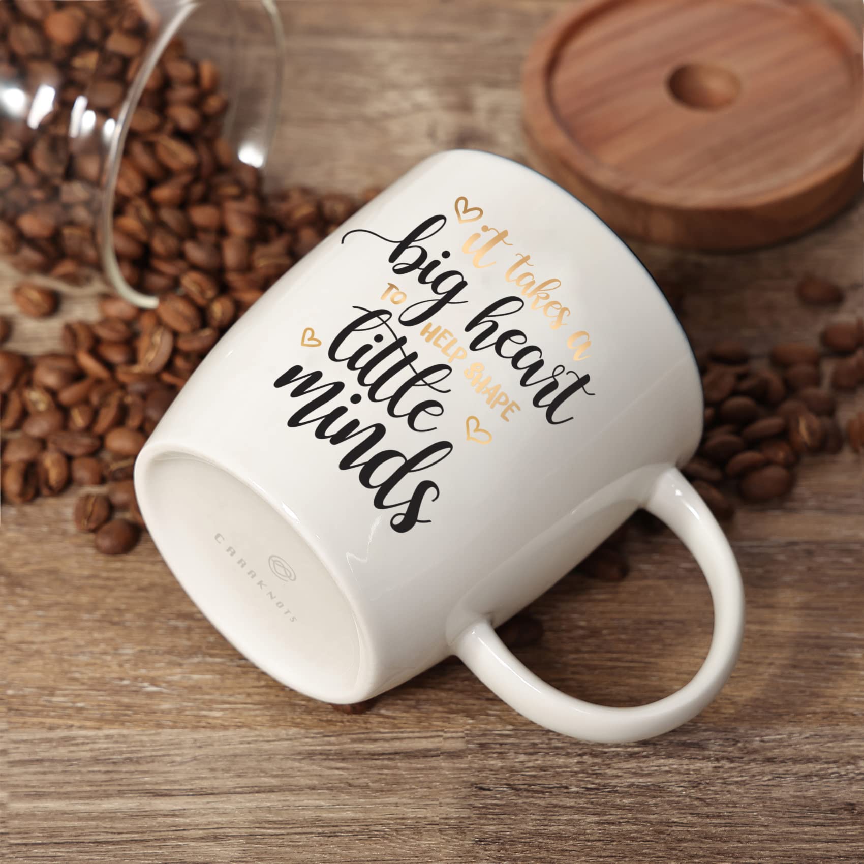 CARAKNITS Teacher Gift Coffee Mug - 13oz Ceramic Cup for Women, Valentine's Day & Graduation