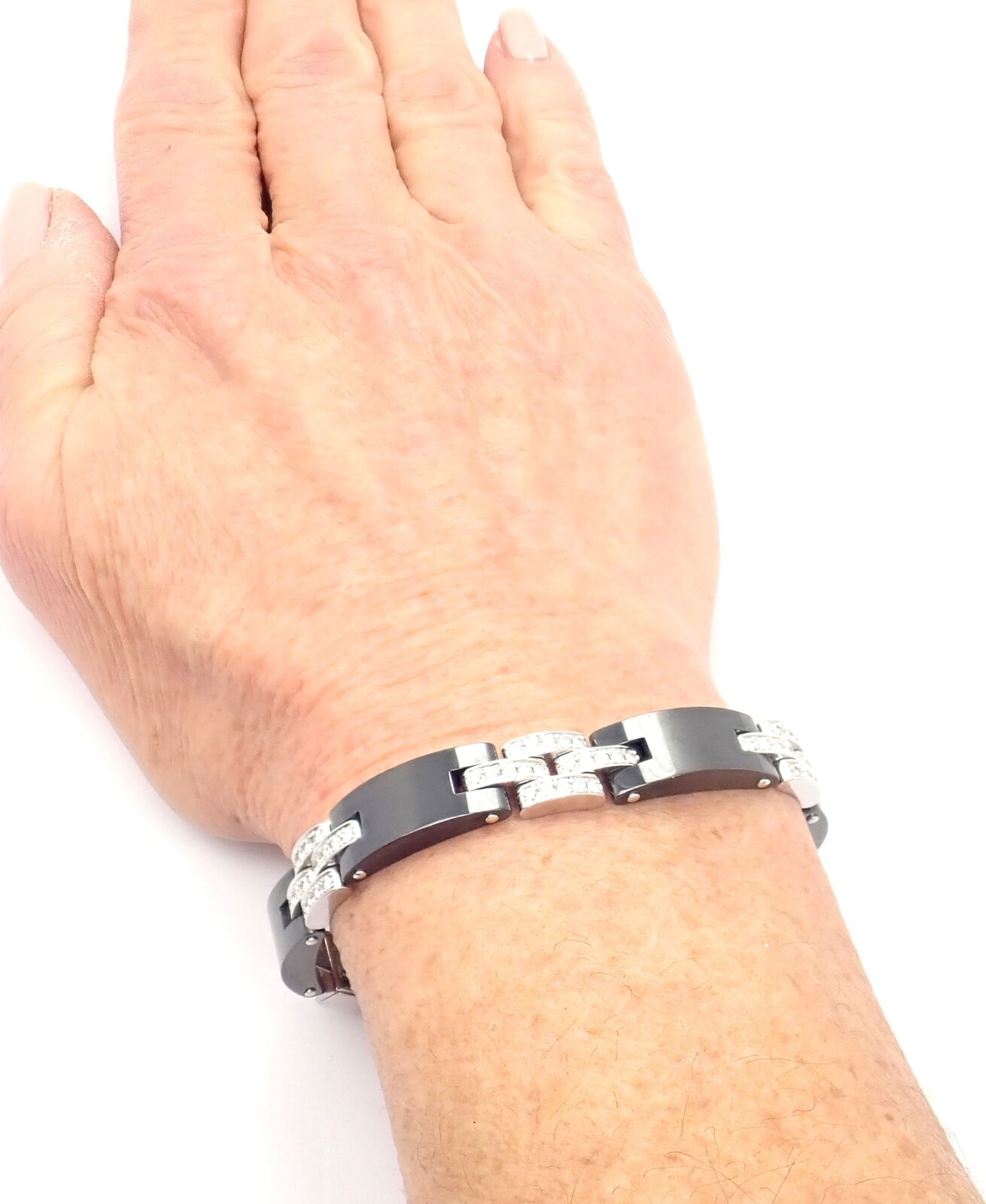 Authentic Cartier Maillon Panthere 18K White Gold Diamond Ceramic Link Bracelet | Luxury Jewelry for Women | Perfect for Gifts, Weddings & Special Occasions