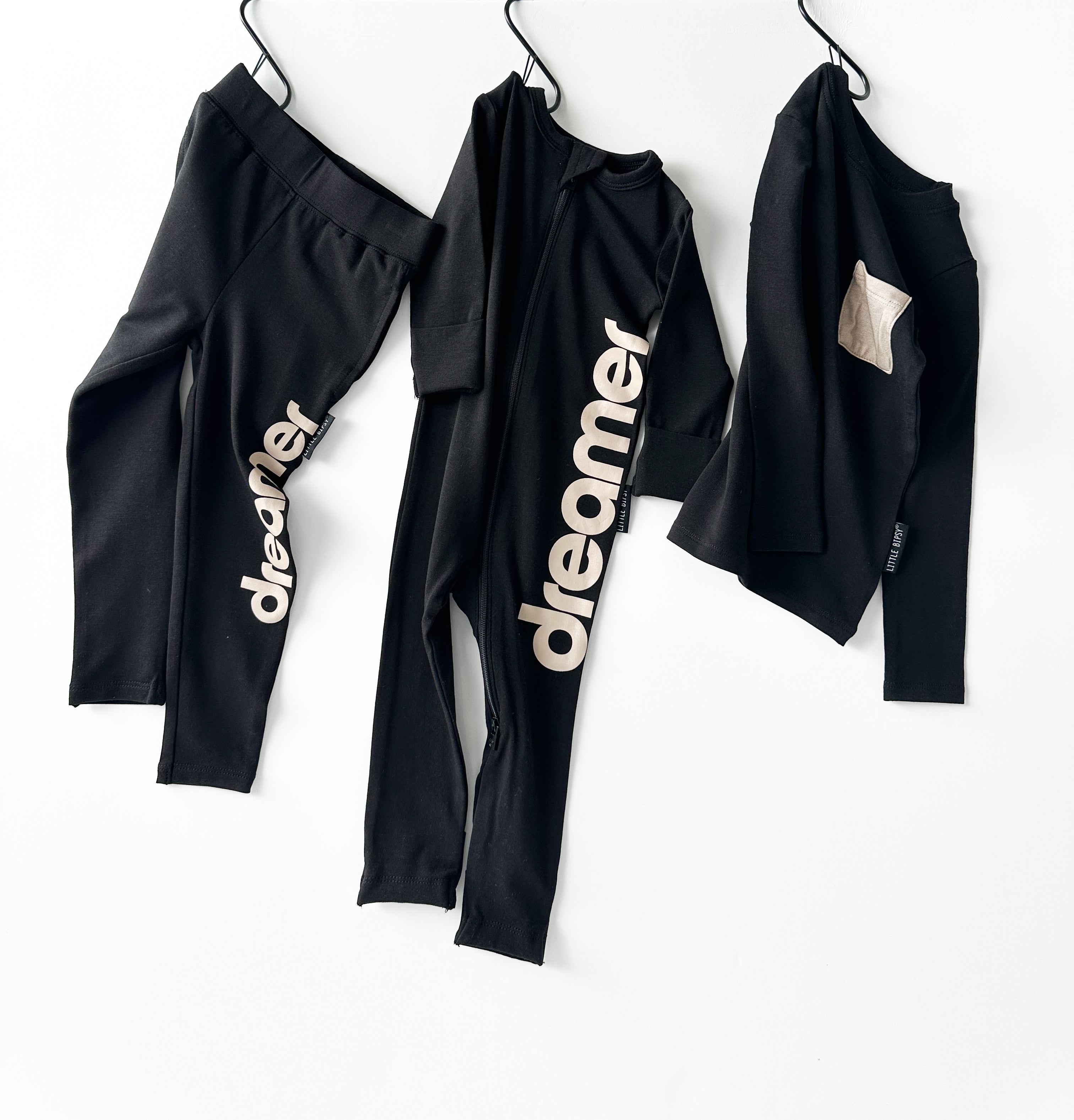 LB x Baby Breez Long Sleeve Dreamer 2-Piece Pajama Set - Black | Soft Cotton Sleepwear for Toddlers & Kids | Perfect for Bedtime, Lounging & Family Matching Outfits