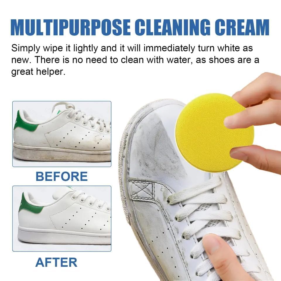 OXILY Shoe Cleaning Cream - 260GM | White Shoe Cleaner & Whitener | Stain Remover & Polish for Sneakers, Leather Shoes | Perfect for Daily Shoe Care & Restoration