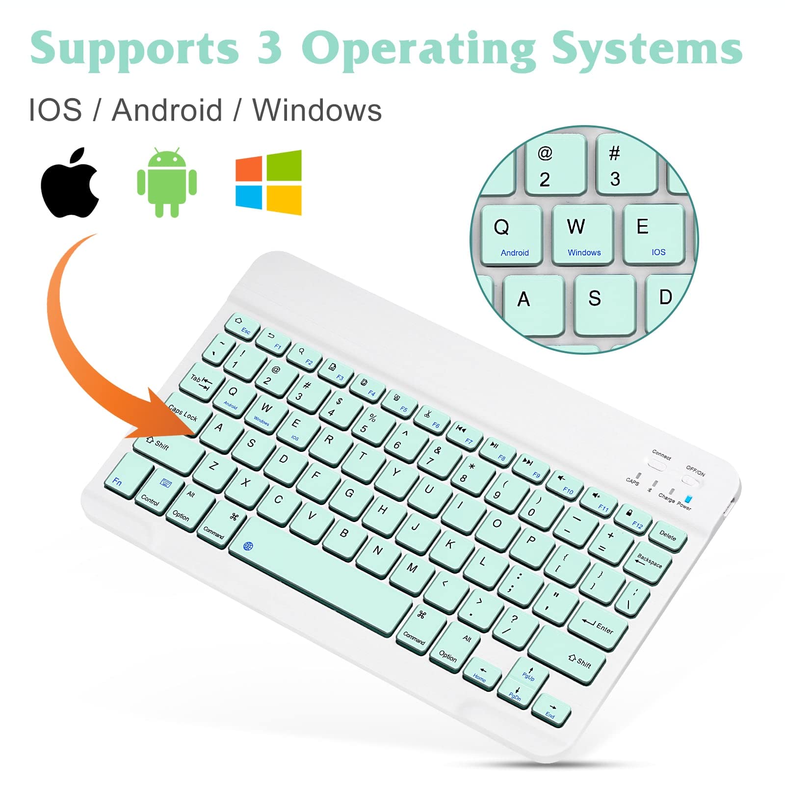 Rechargeable Bluetooth Keyboard and Mouse Combo - Ultra Slim Full-Size Wireless Keyboard with Ergonomic Mouse for Mac, iPad, Tablet, PC, Laptop - Compatible with vivo Y21a & Bluetooth Devices - Teal - Perfect for Home Office, Remote Work & Gaming