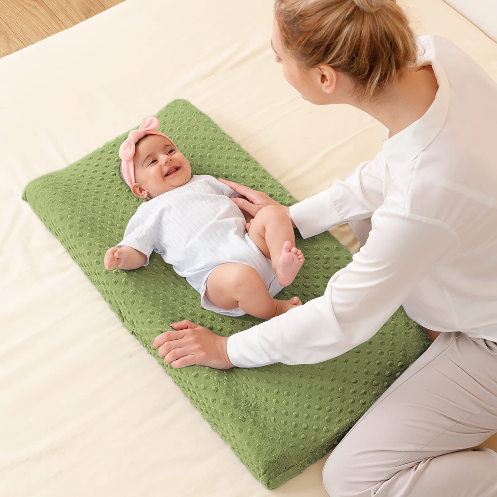 Soft Plush Dot Baby Changing Pad Cover - Ultra Comfortable & Safe for Newborns - Fits 32