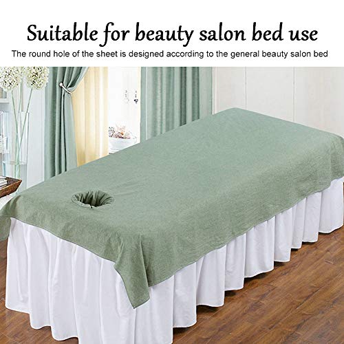Premium Salon Bed Sheet - 6 Color Soft Cotton Massage & SPA Couch Cover with Face Breath Hole | Green | Ideal for Beauty Salons, Spas & Home Massage Treatments