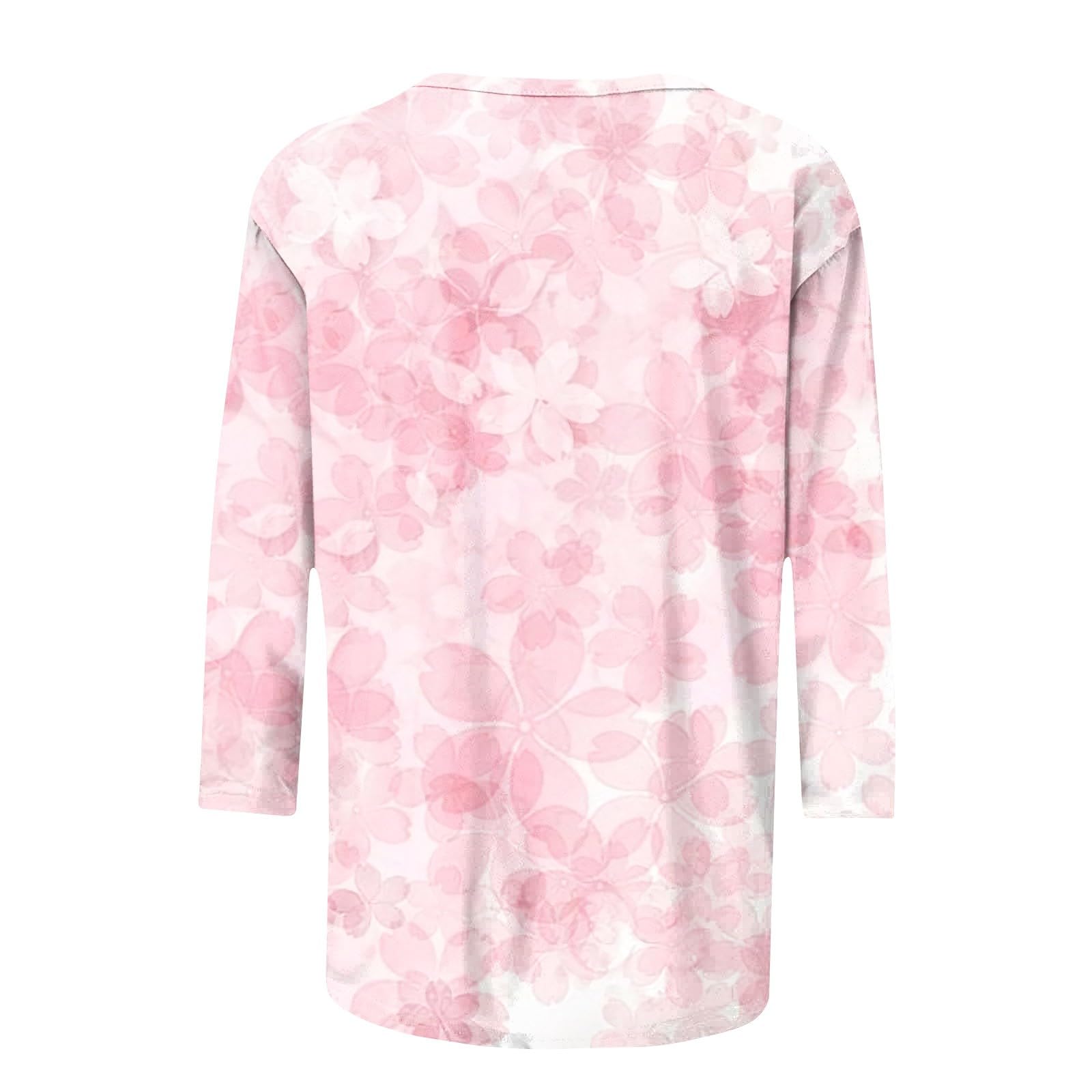 Women's Summer 3/4 Sleeve Floral Print Crew Neck T-Shirt - Trendy Casual Light-Colored Blouse for 2024 | Perfect for Office Wear, Date Nights & Weekend Outfits