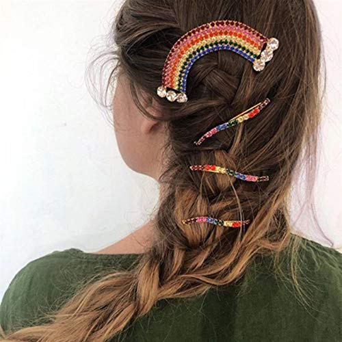 Luxcastle Rhinestone Hair Clips for Women - Shiny Silver Bridal Hair Accessories Set of 2PCS (Colorful) - Perfect for Weddings, Prom, Parties & Special Occasions