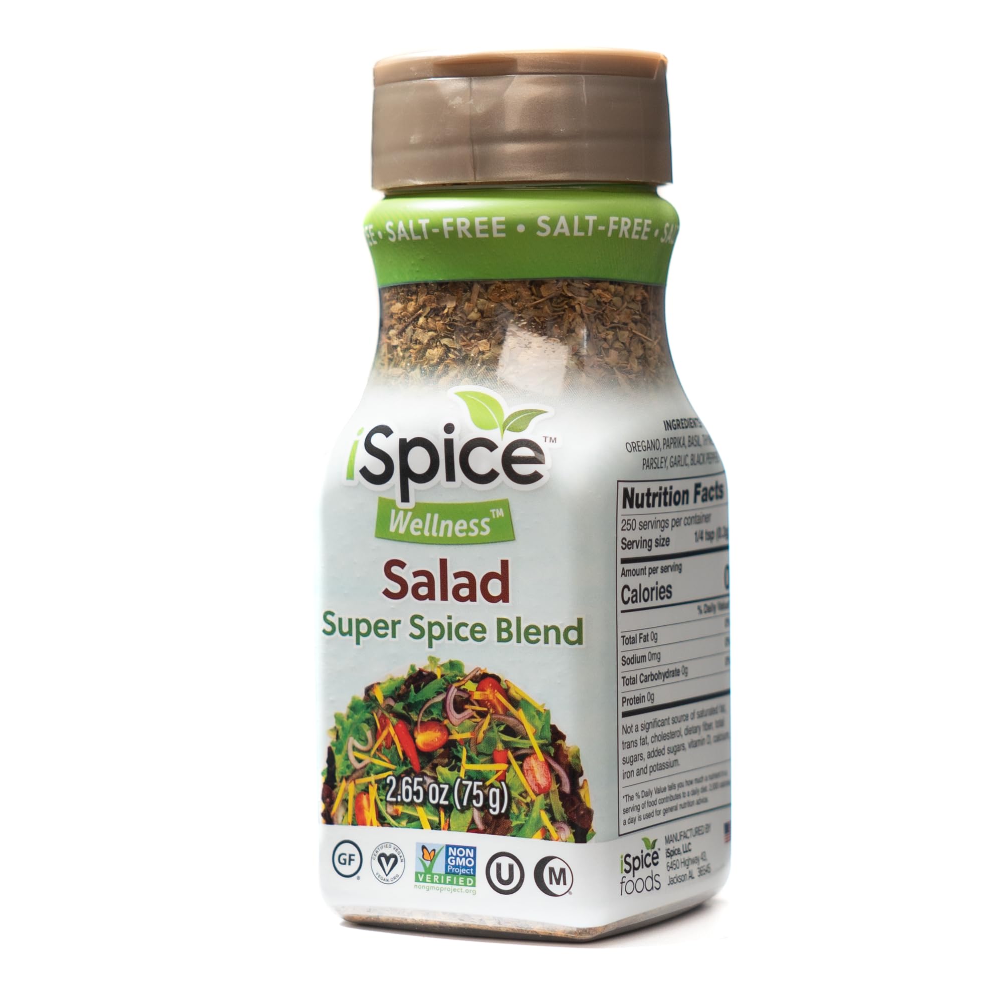 iSpice - 100% Pure Natural Salt-Free & Sugar-Free Wellness Salad Seasoning | Fat-Free Super Spice Blend | Ready to Use | Perfect for Salads, Soups, Grilled Vegetables & Healthy Meal Prep