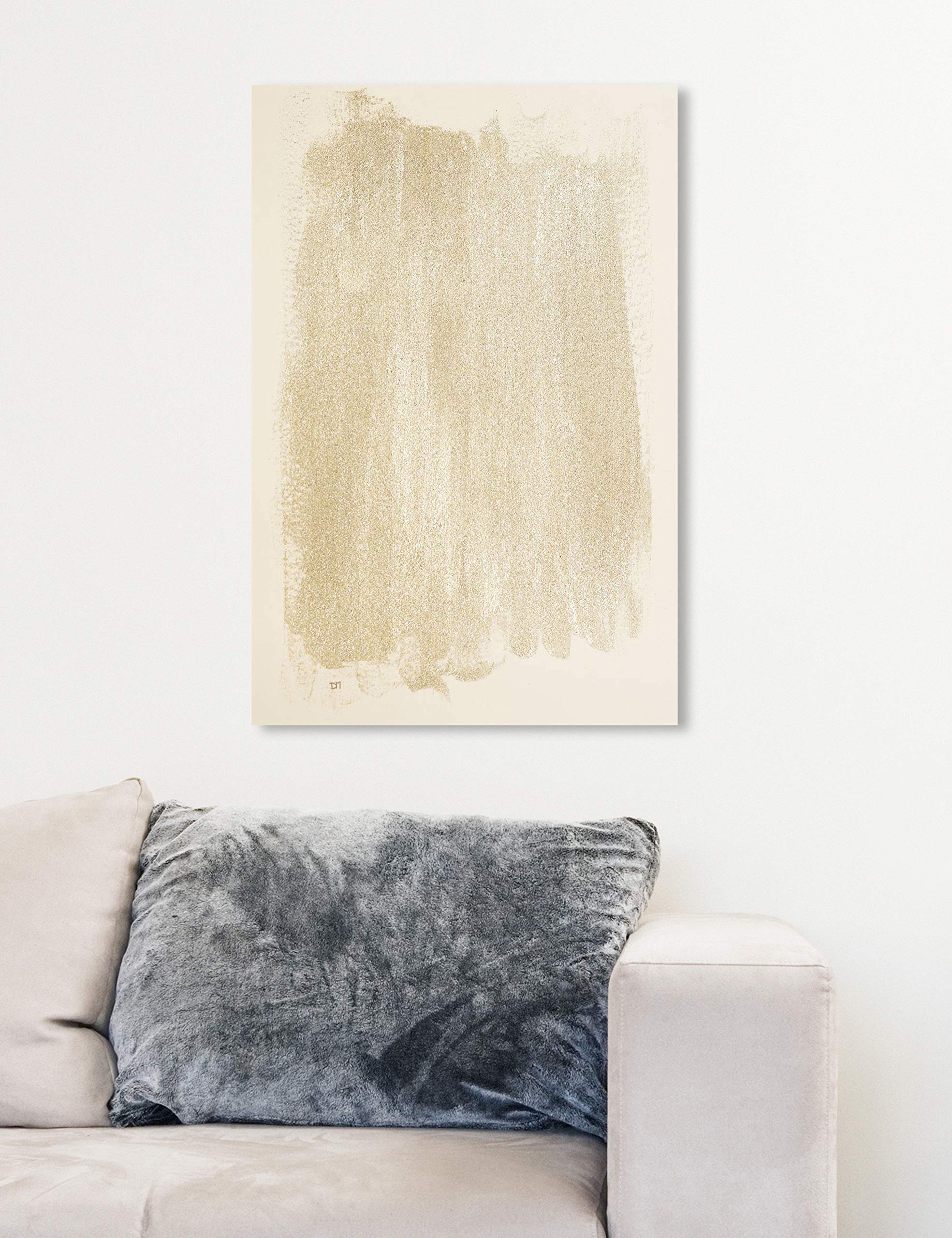 Oliver Gal Artist Co. Abstract Glitter Waterfall Wall Art Canvas Print - 16x24 Inches, White & Brown Framed Home Decor - Perfect for Living Room, Bedroom & Office
