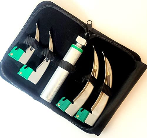 ARTLAB Premium Airway Intubation Kit - 4 Curved Blades & 1 Handle for Emergency Medical Use | First Responder EMT Equipment with Durable Zipper Case | Ideal for Hospitals, Ambulances & Emergency Training