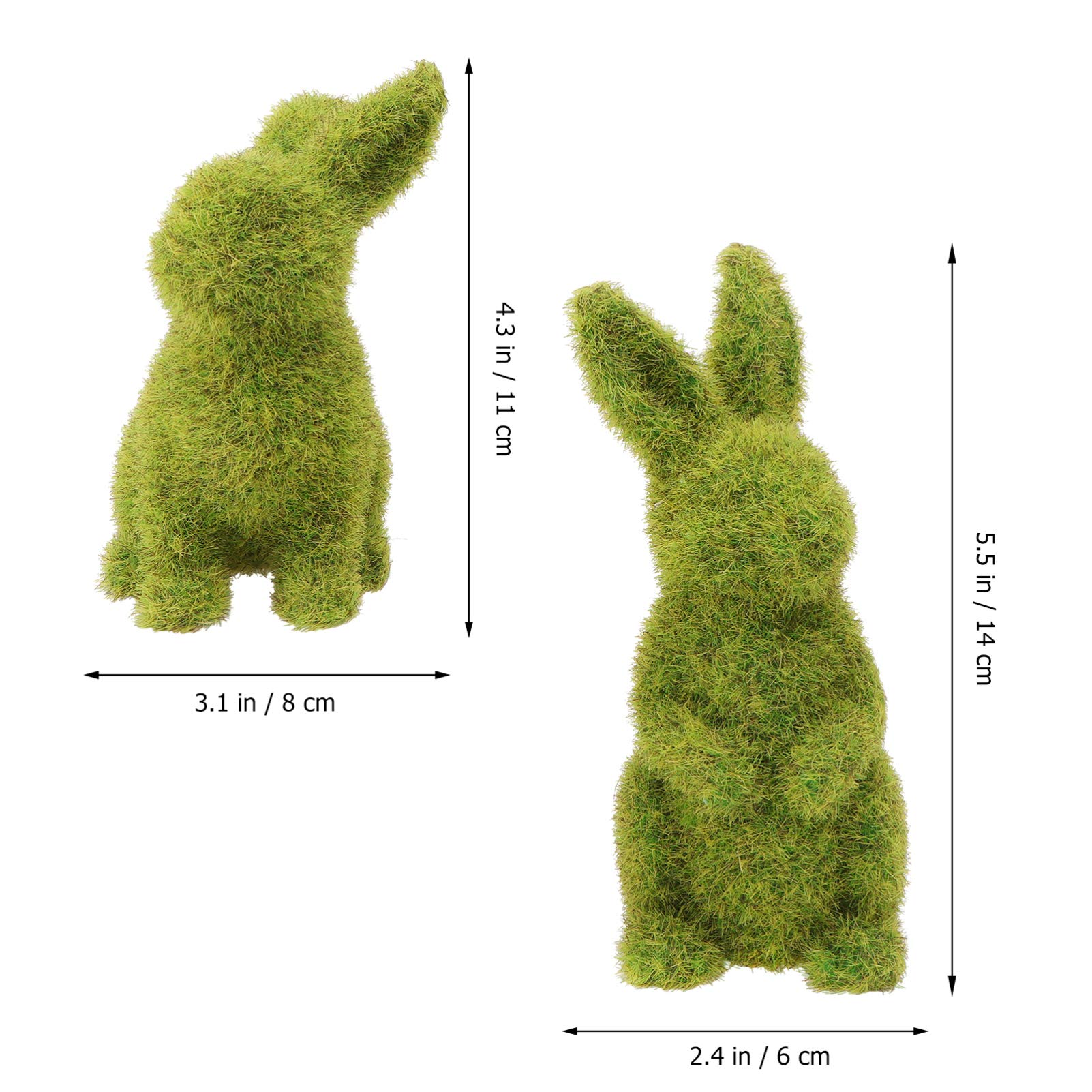 Happyyami Flocking Rabbit Decorations 2pcs - Moss Bunny Easter Garden Ornaments for Spring Home Decor, Easter Basket Fillers, and Outdoor Garden Decorations