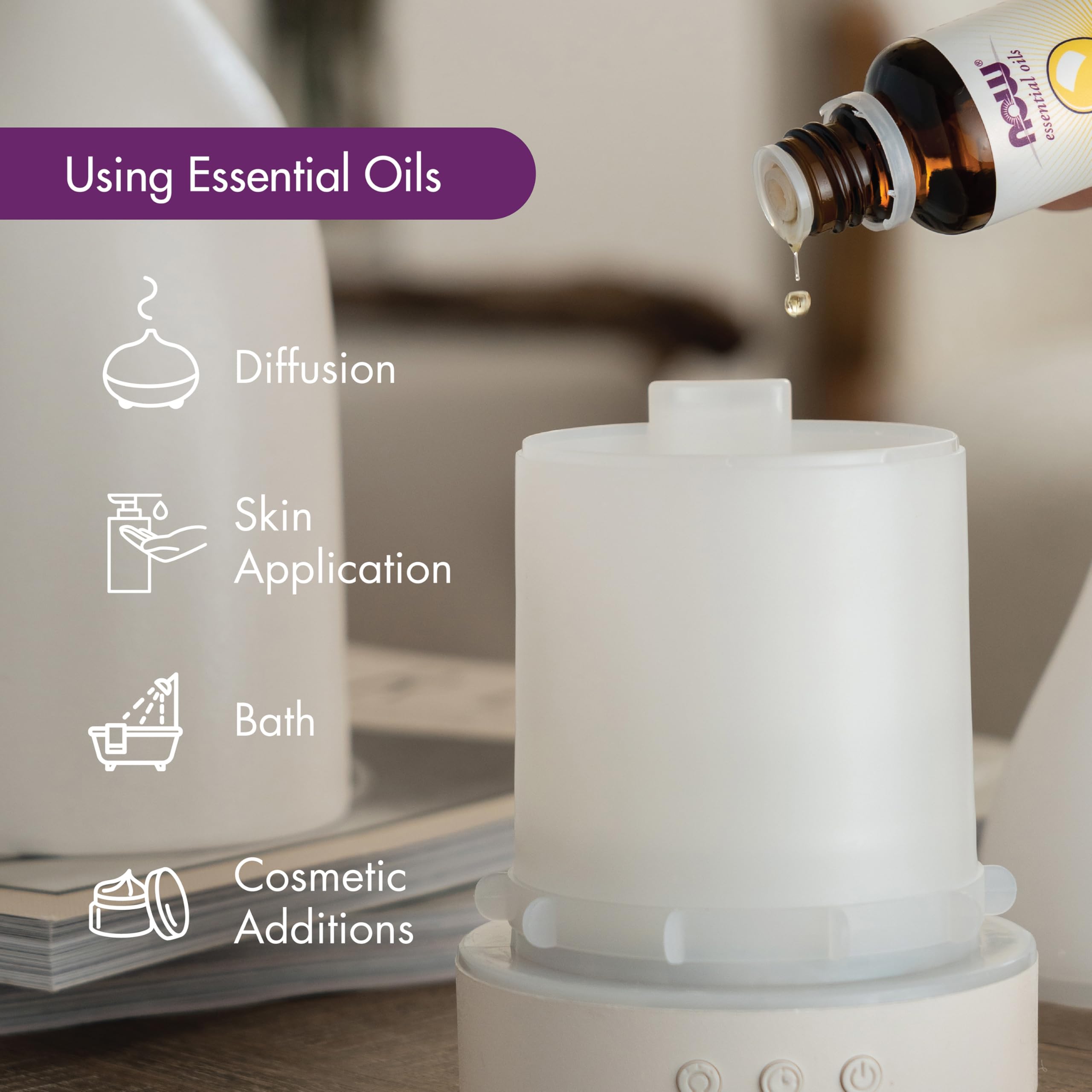 NOW Essential Oils Ultrasonic Aromatherapy Diffuser - Real Bamboo, Super Quiet, No Heat, Easy Clean, Color Changing LED Lights - Perfect for Home, Office, Yoga & Spa Relaxation