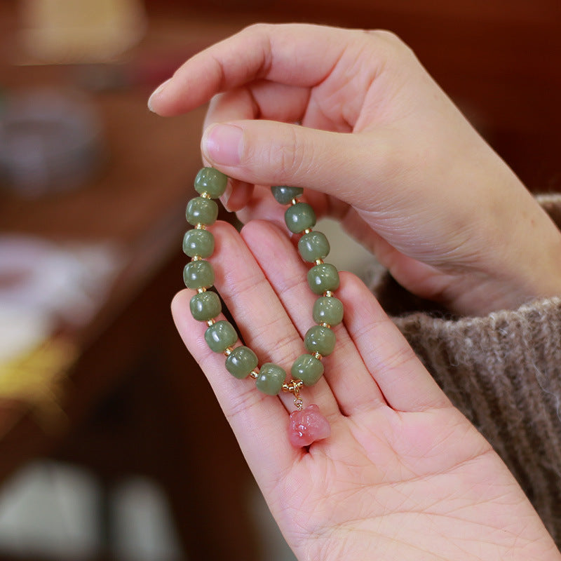 Green Jade Chinese Zodiac Tiger Beaded Bracelet for Women - Elegant Feng Shui Jewelry Gift for Protection & Good Luck | Perfect for Birthdays, Holidays & Spiritual Healing
