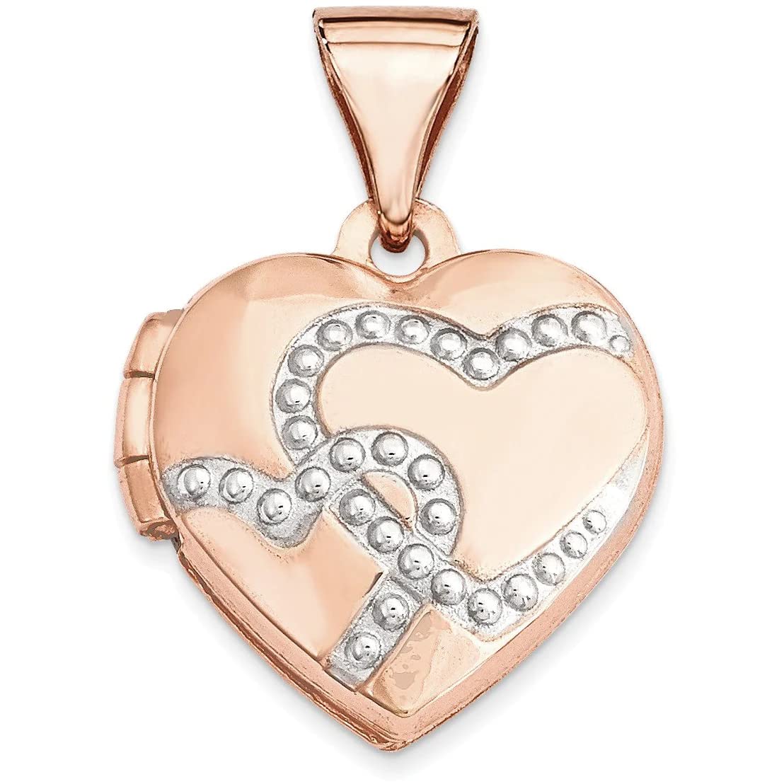 14K Rose Gold Rhodium-Plated Heart Locket Necklace - Elegant Jewelry Gift for Women, Perfect for Valentine's Day, Anniversary & Special Occasions